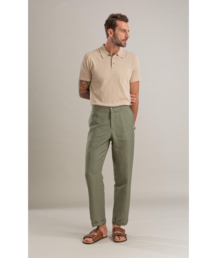 Tricot Polo Rael Linho Natural