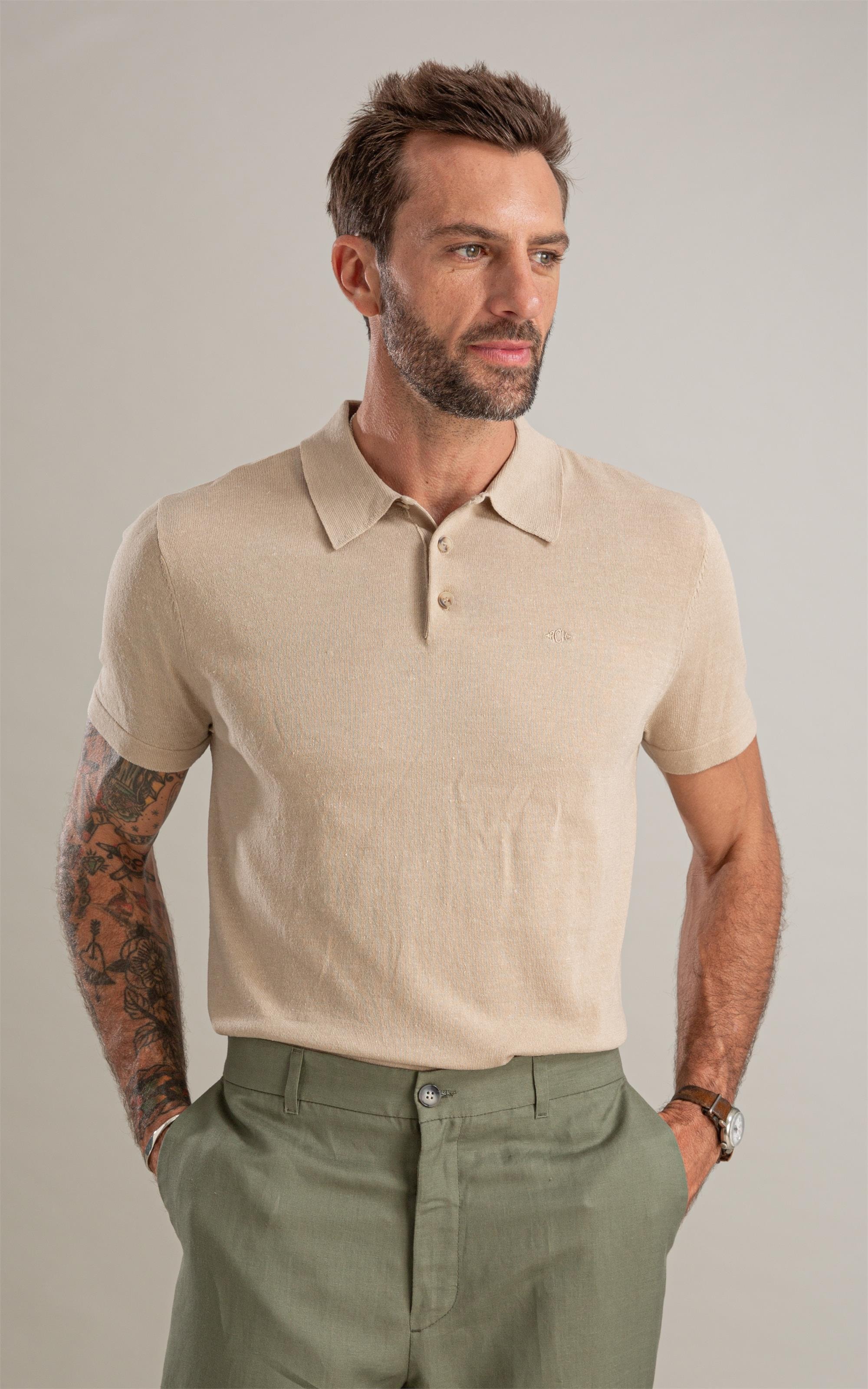 Tricot Polo Rael Linho Natural