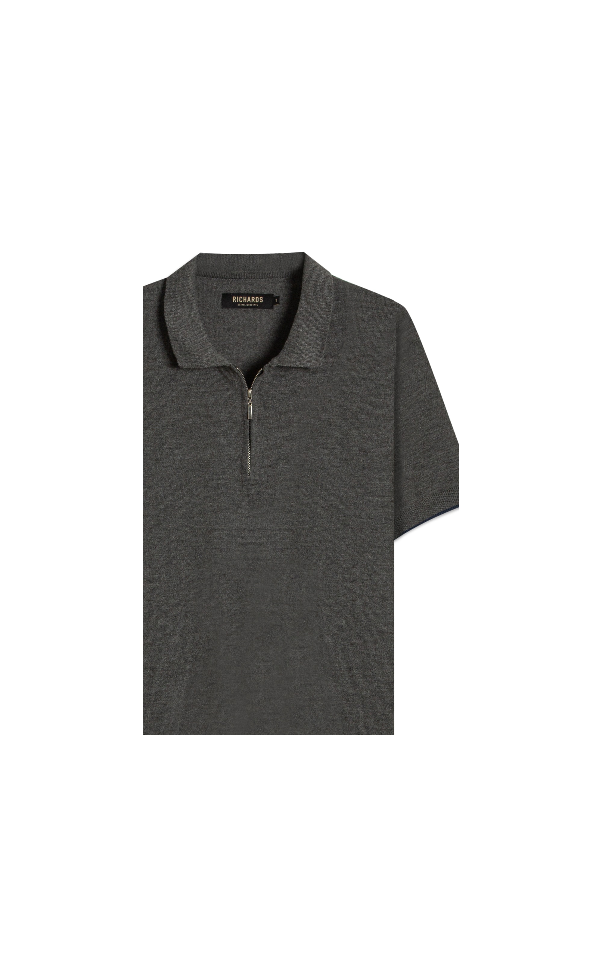 Tricot Polo Reggio Zíper Tech Chumbo Mescla