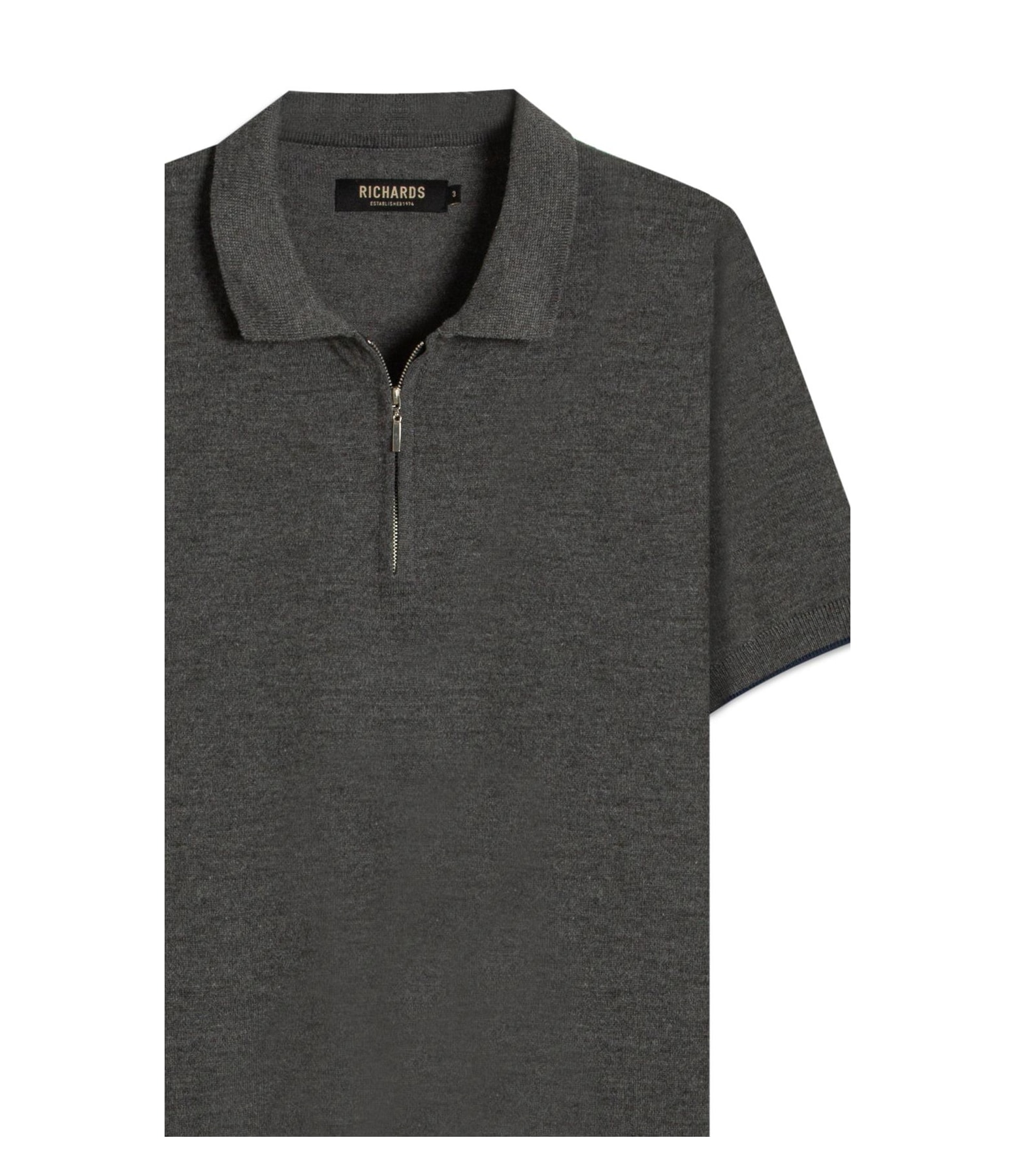 Tricot Polo Reggio Zíper Tech Chumbo Mescla