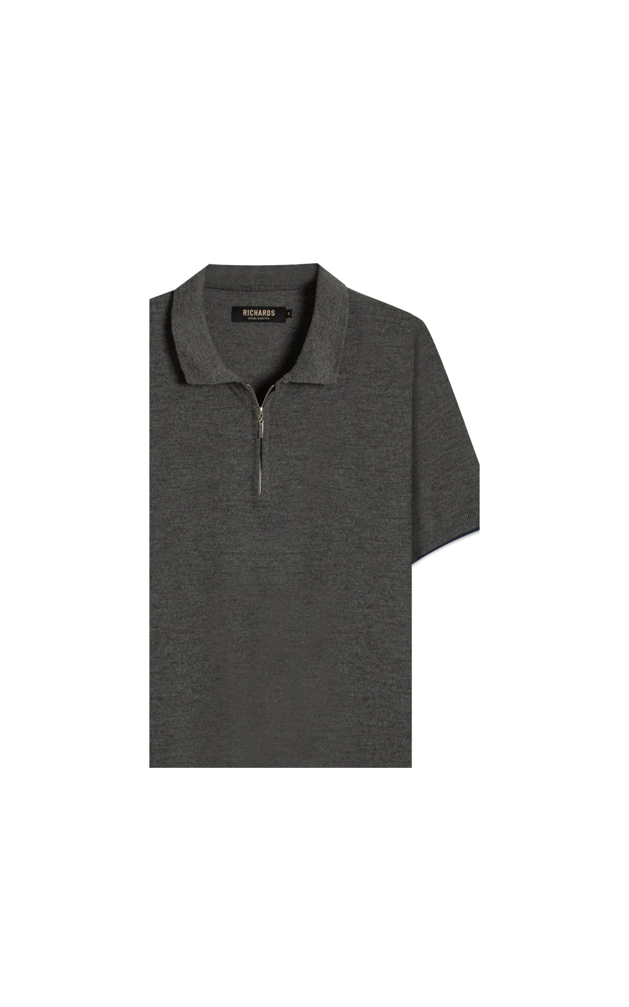 Tricot Polo Reggio Zíper Tech Chumbo Mescla
