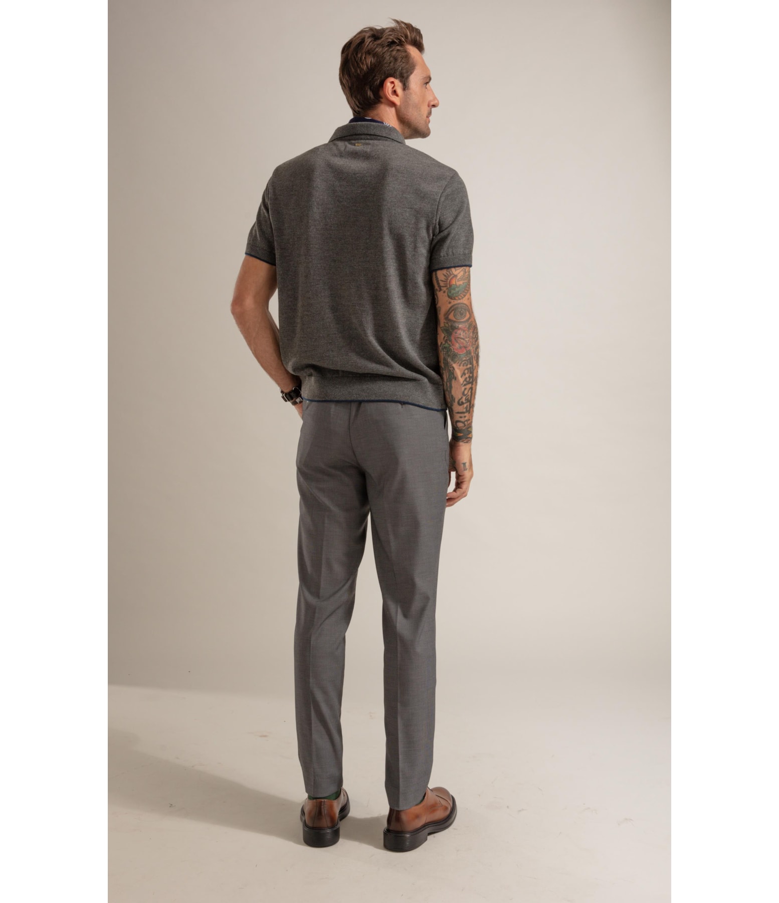 Tricot Polo Reggio Zíper Tech Chumbo Mescla