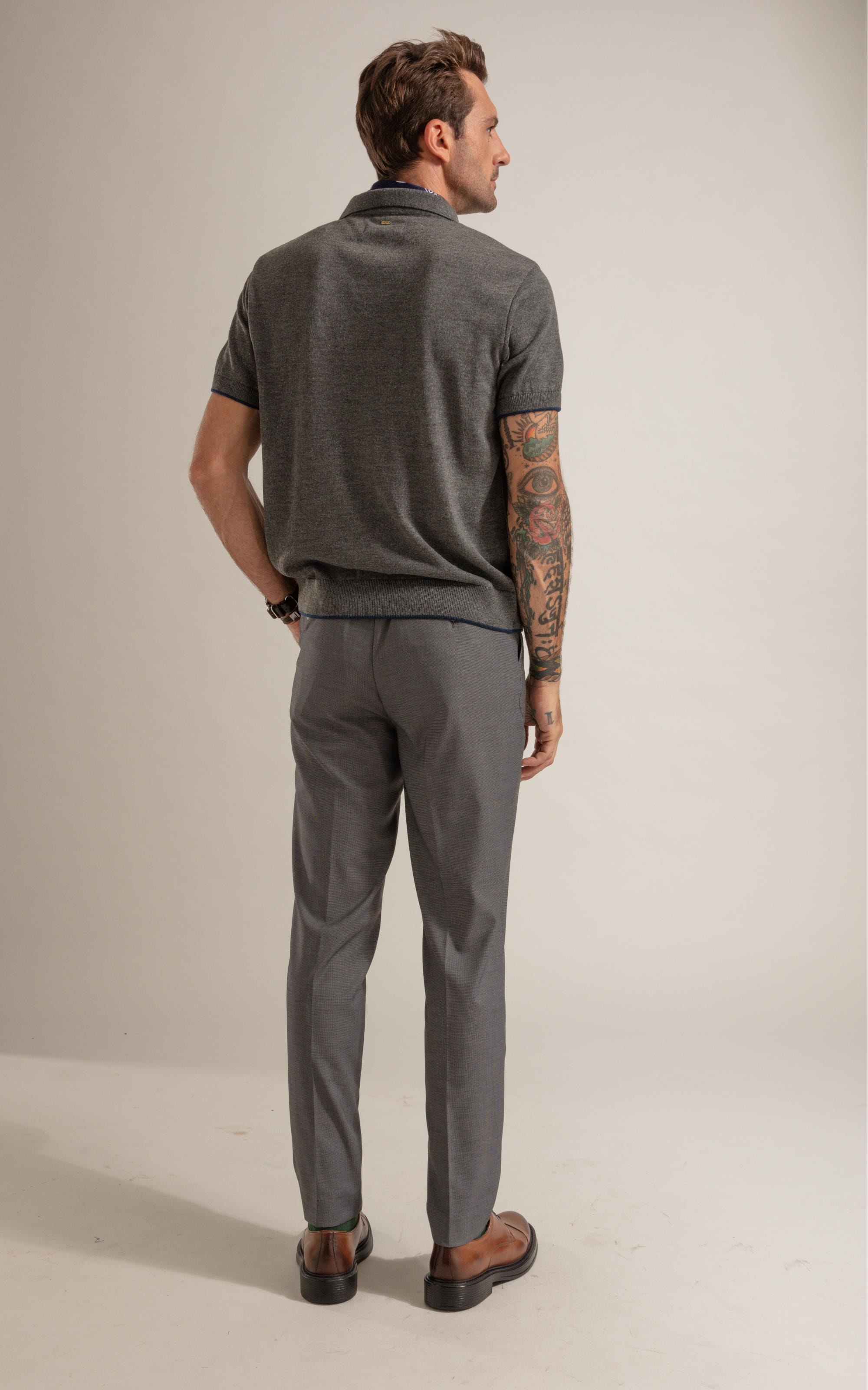 Tricot Polo Reggio Zíper Tech Chumbo Mescla