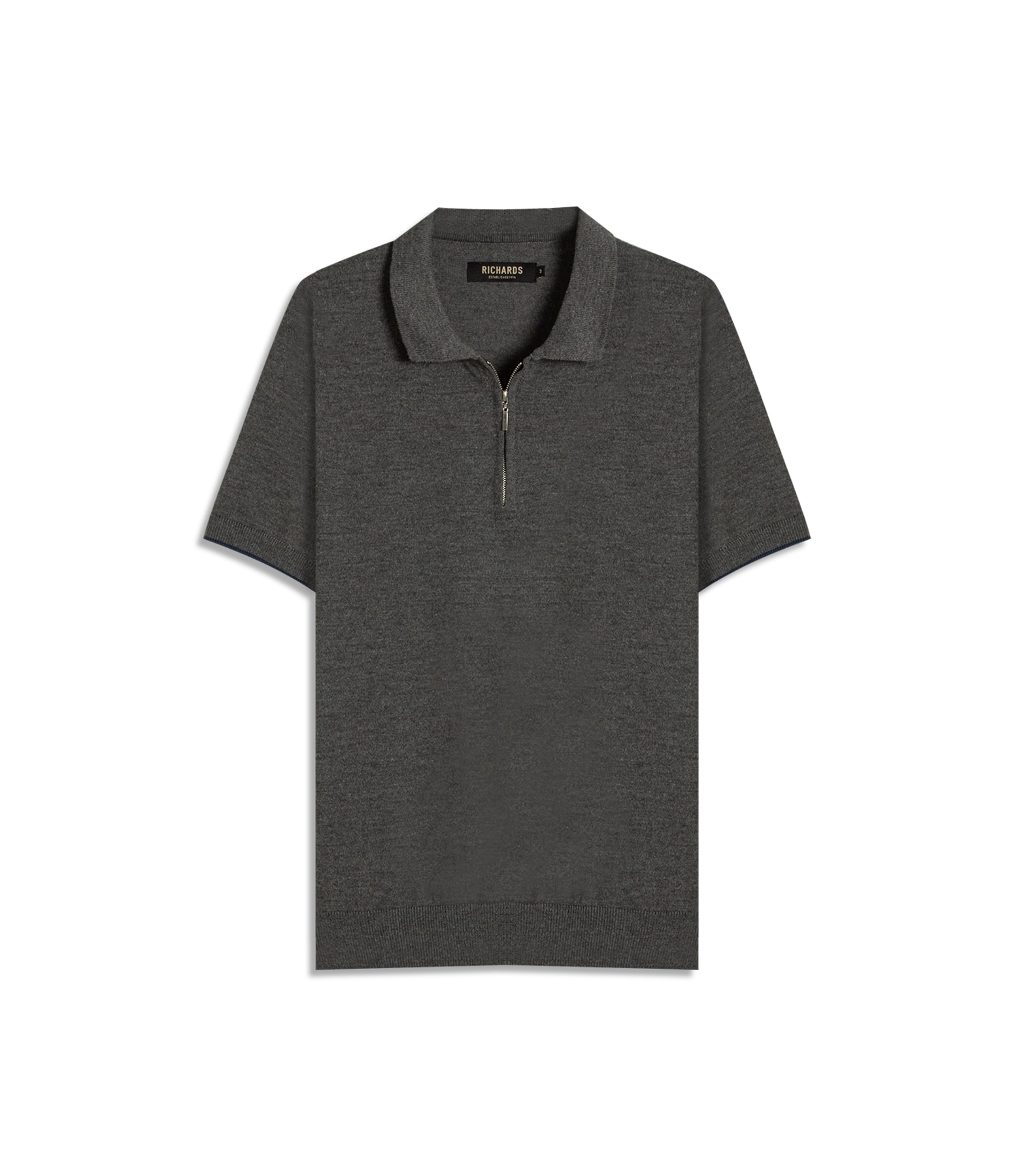 Tricot Polo Reggio Zíper Tech Chumbo Mescla