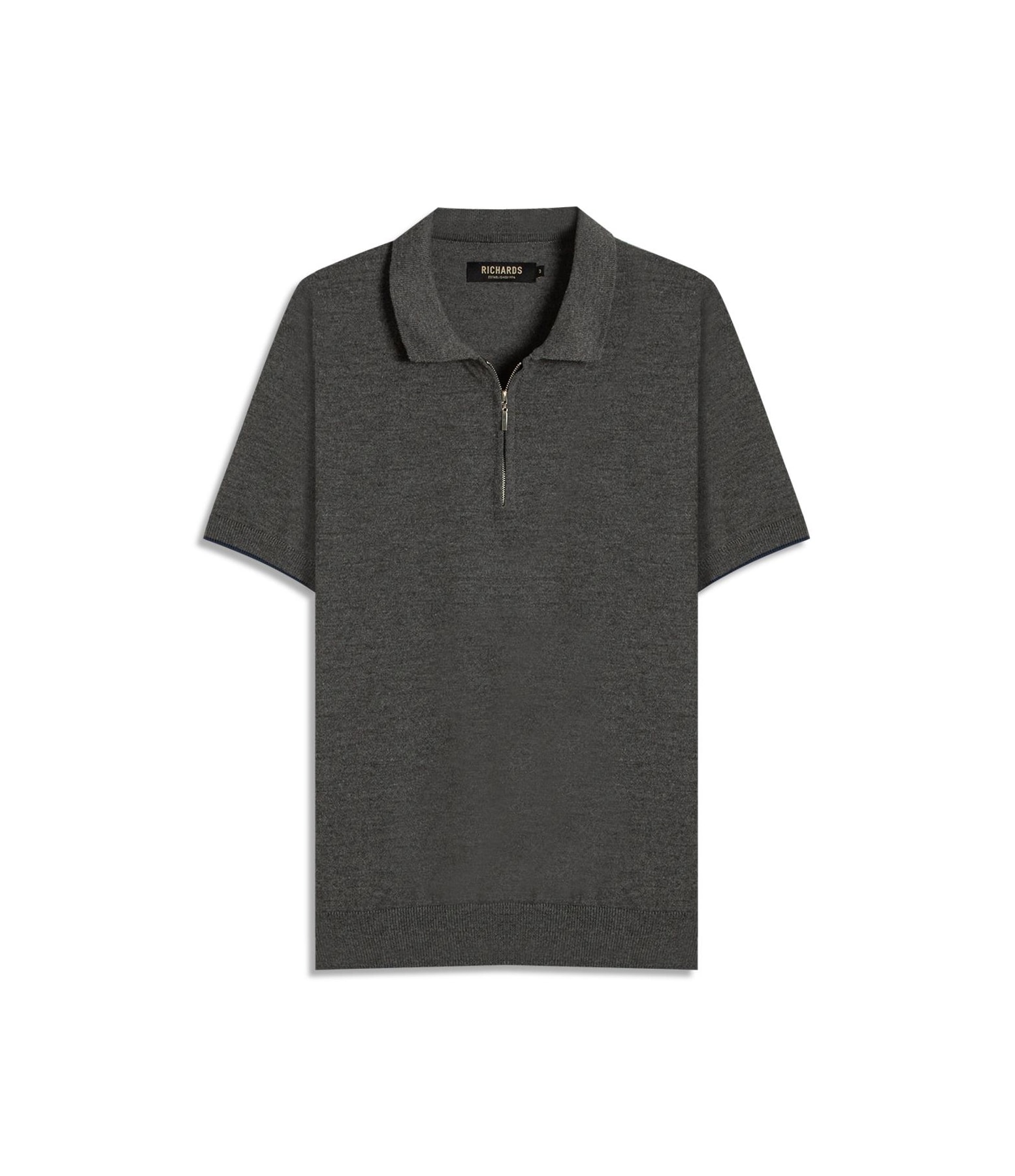 Tricot Polo Reggio Zíper Tech Chumbo Mescla