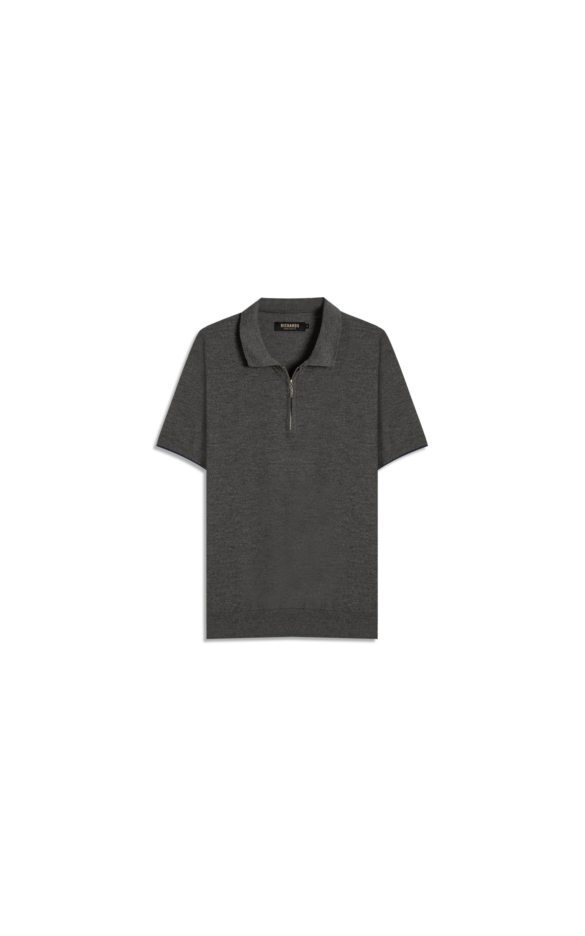 Tricot Polo Reggio Zíper Tech Chumbo Mescla