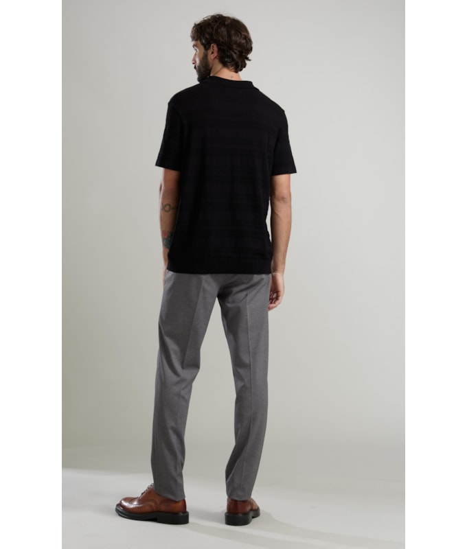 Tricot Polo Textura Listrado Techno Mc Preto