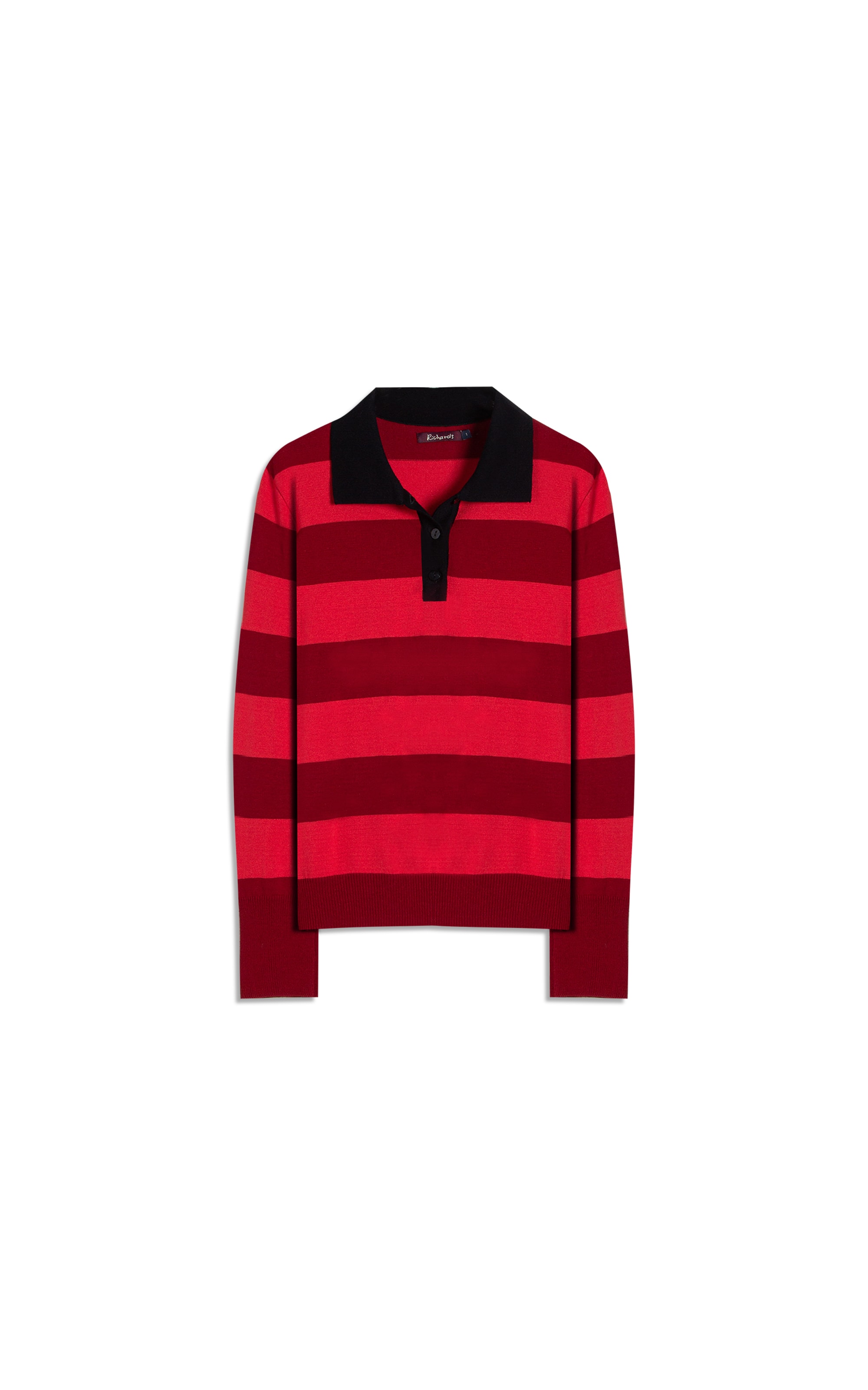 Tricot Polo Thami Modal Listrado Vermelho