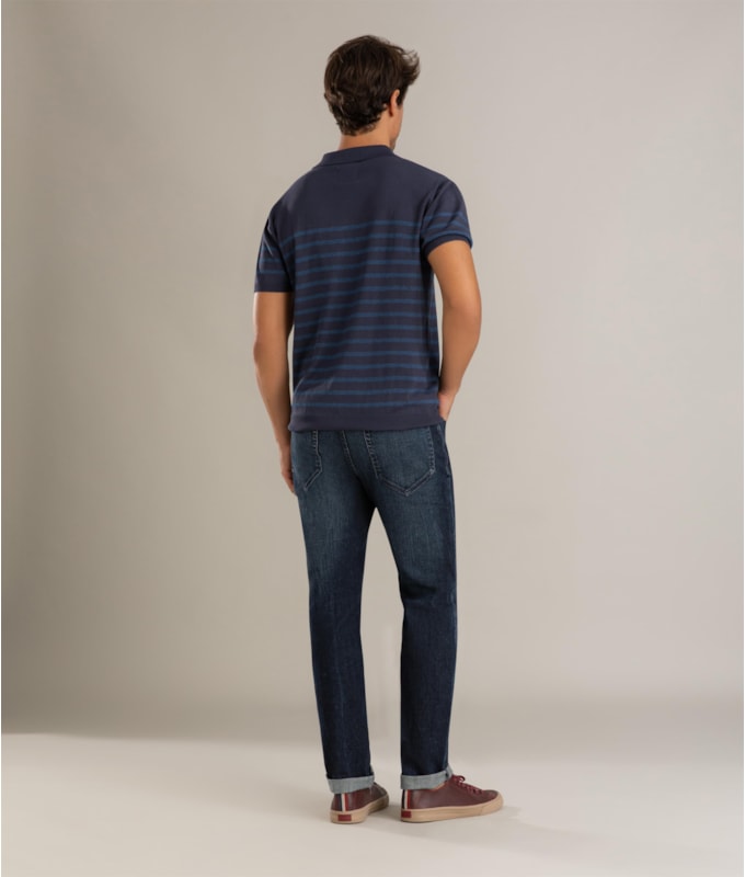 Tricot Polo Theo Stripes Dark Navy