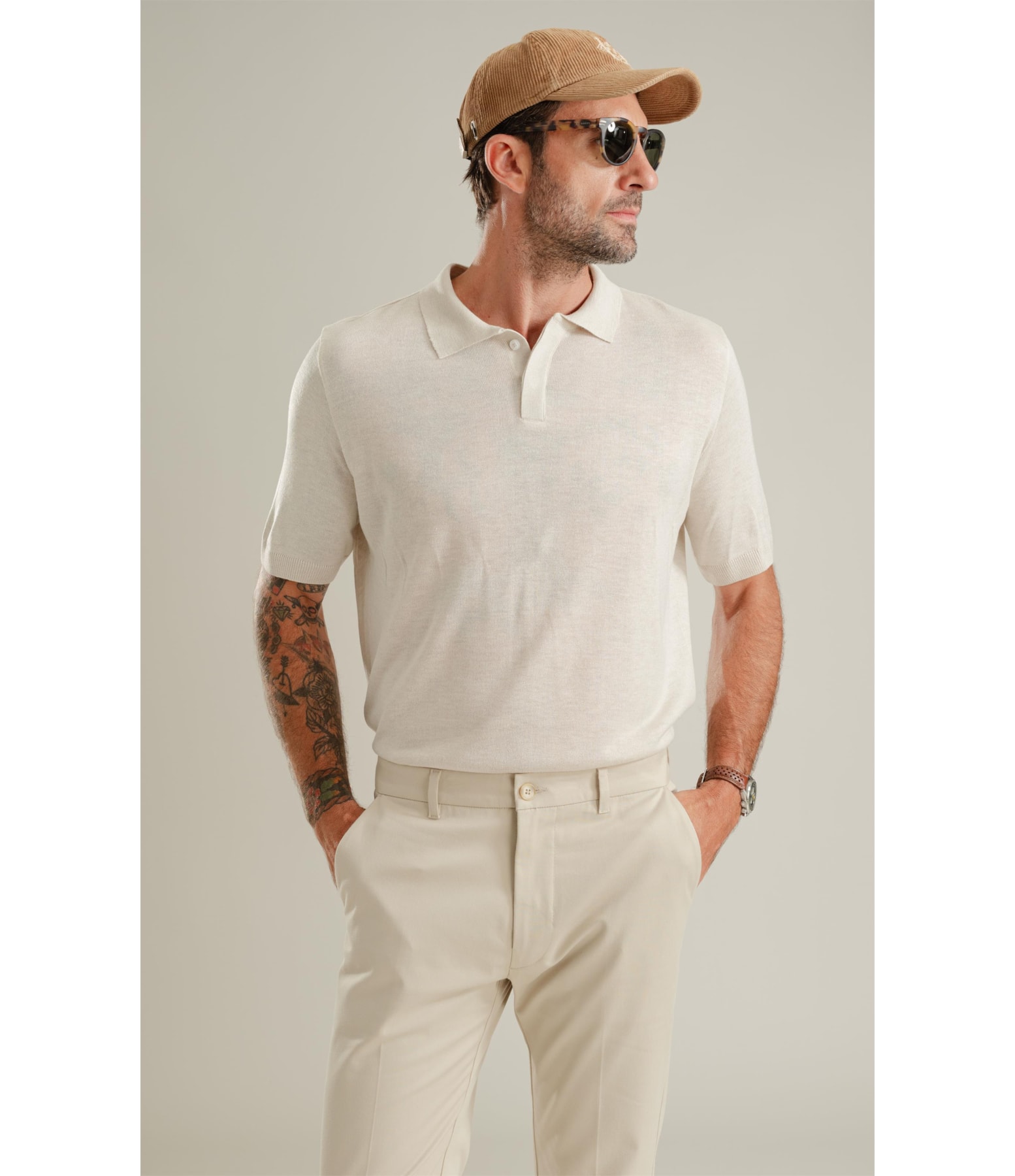 Tricot Polo Yves Natural