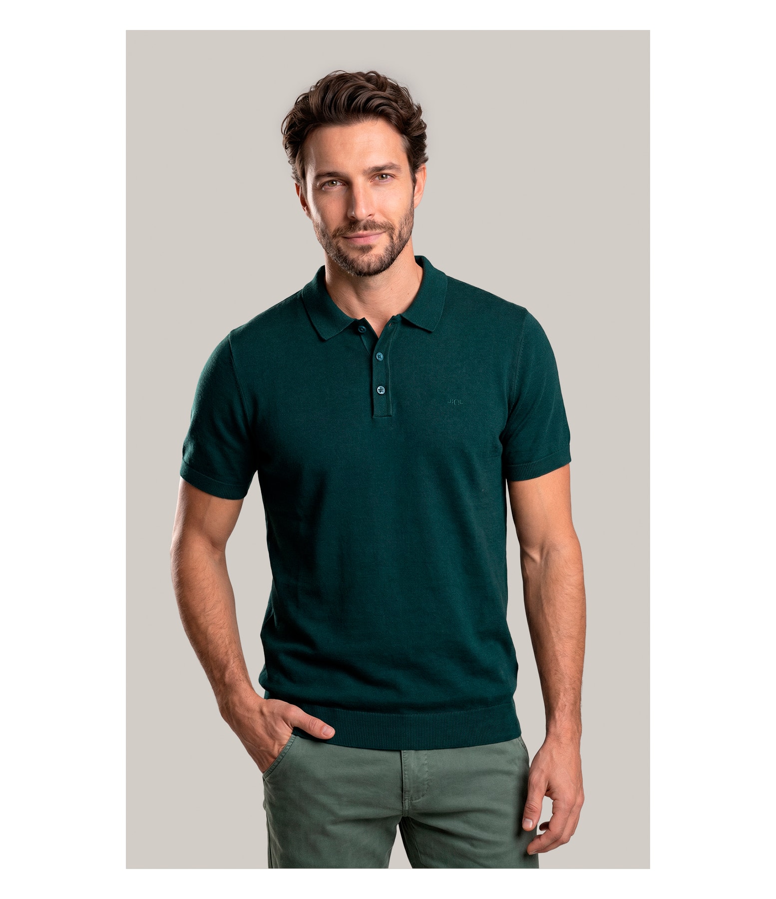 Tricot Polo Zeno Tech Verde Escuro