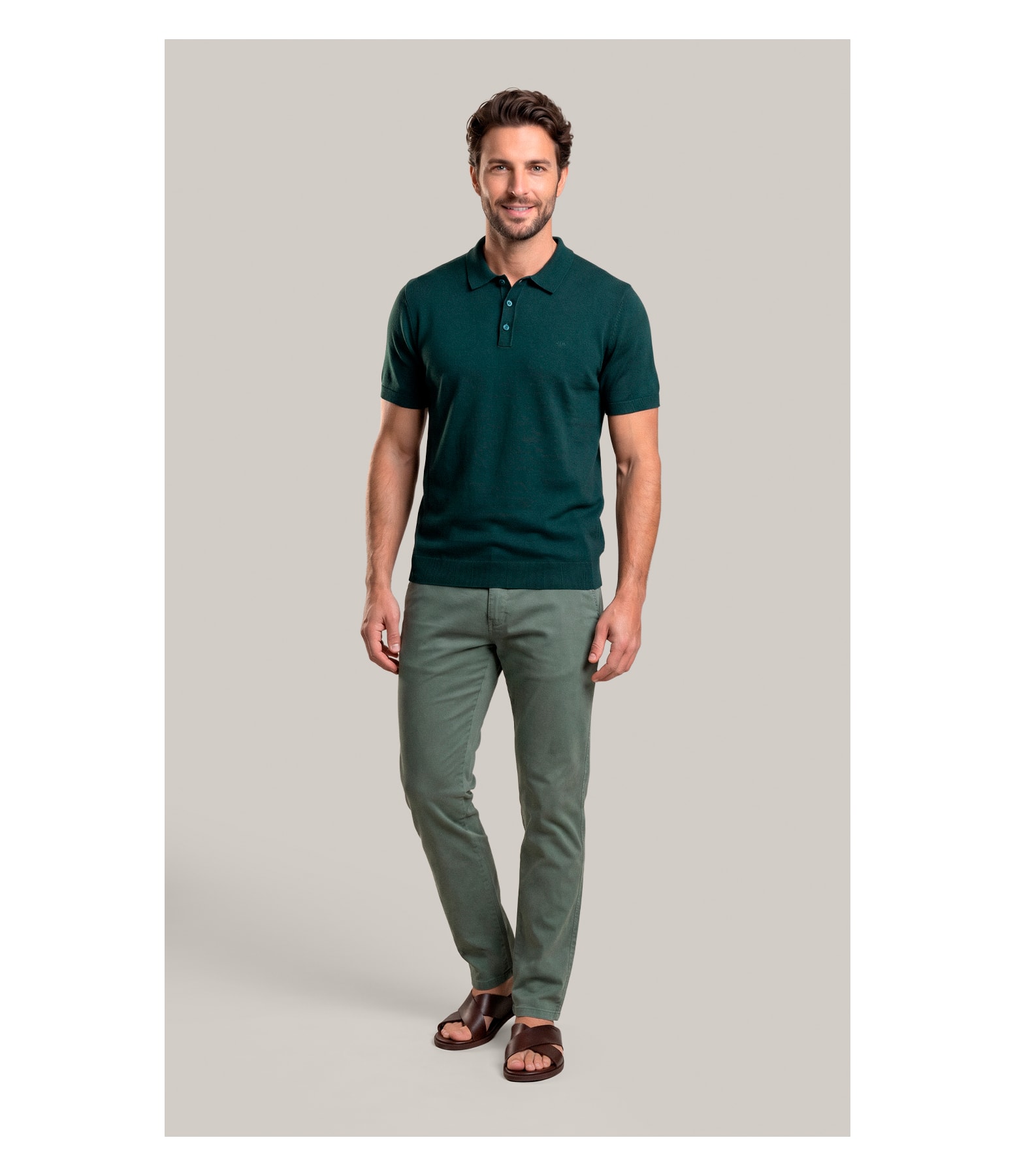 Tricot Polo Zeno Tech Verde Escuro