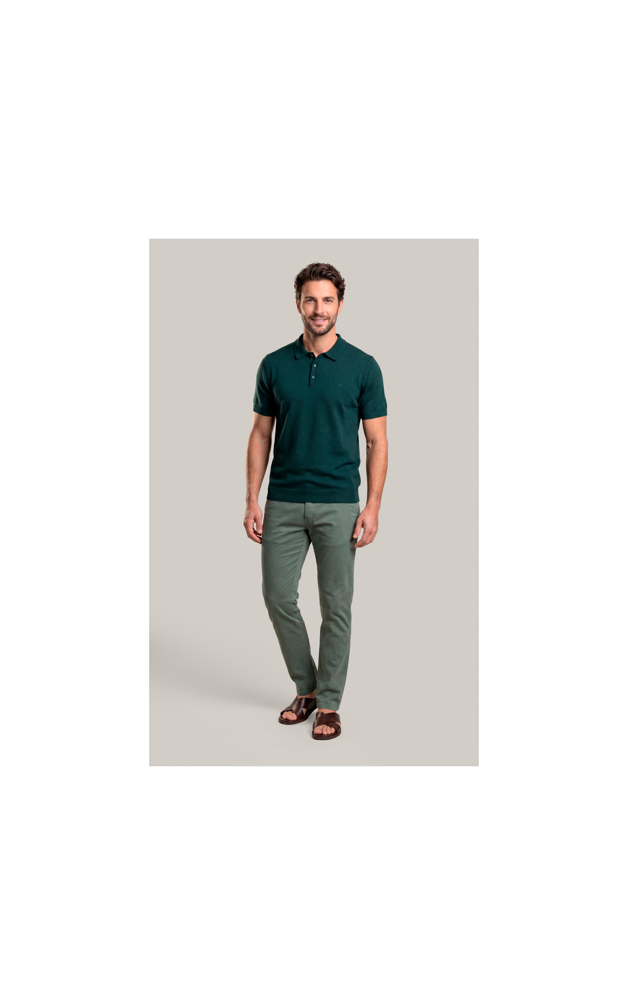 Tricot Polo Zeno Tech Verde Escuro