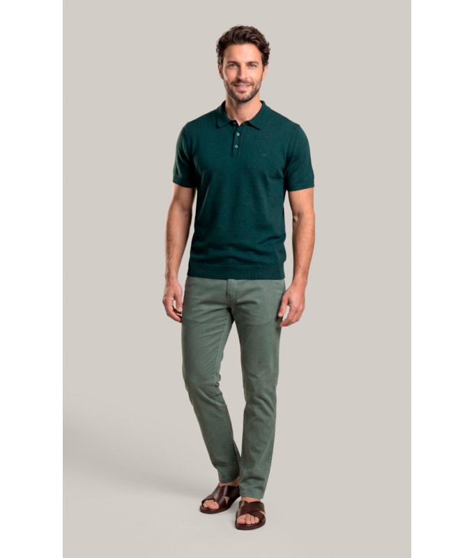 Tricot Polo Zeno Tech Verde Escuro
