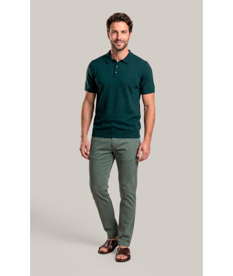 Tricot Polo Zeno Tech Verde Escuro