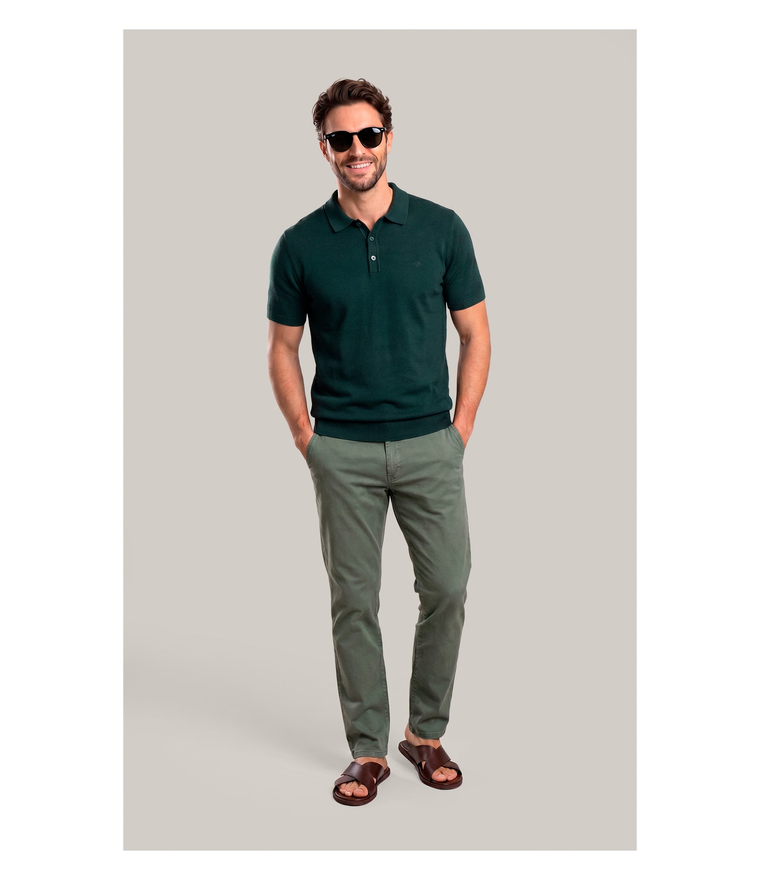Tricot Polo Zeno Tech Verde Escuro
