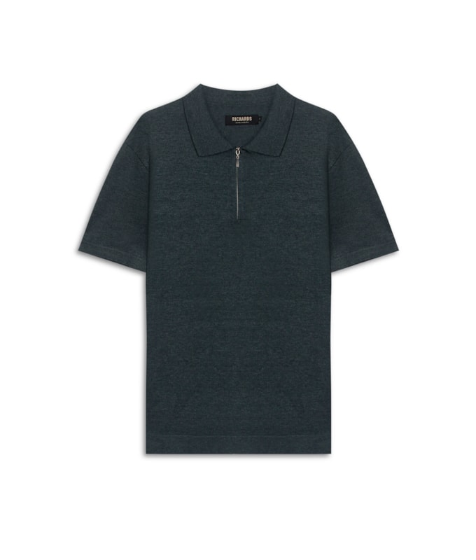 Tricot Polo Ziper Serido Mc Bottle Mescla
