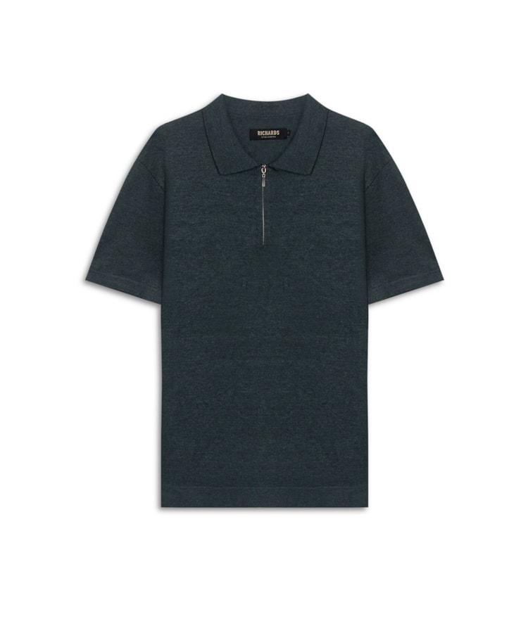 Tricot Polo Ziper Serido Mc Bottle Mescla