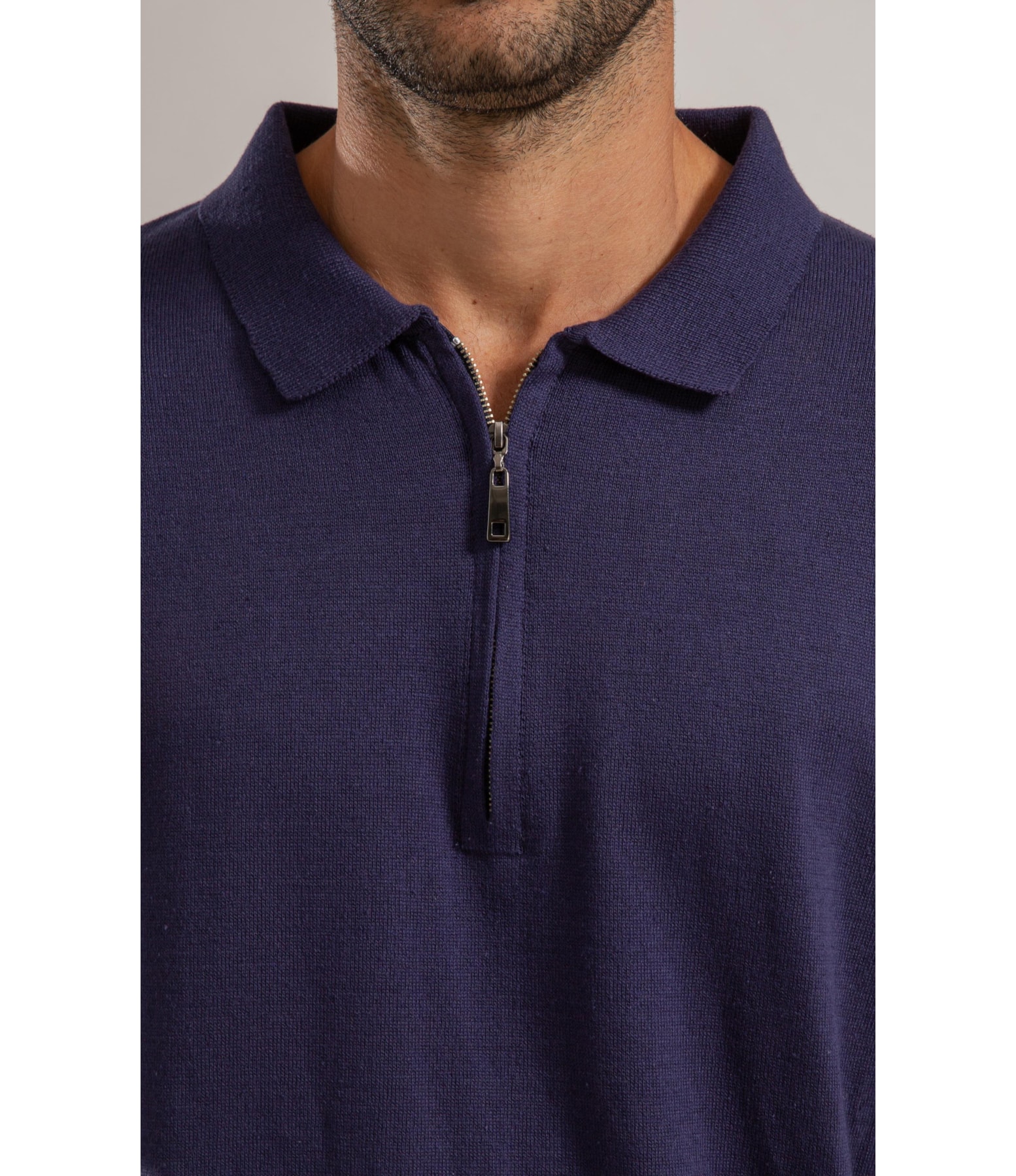Tricot Polo Ziper Serido Mc Dark Navy