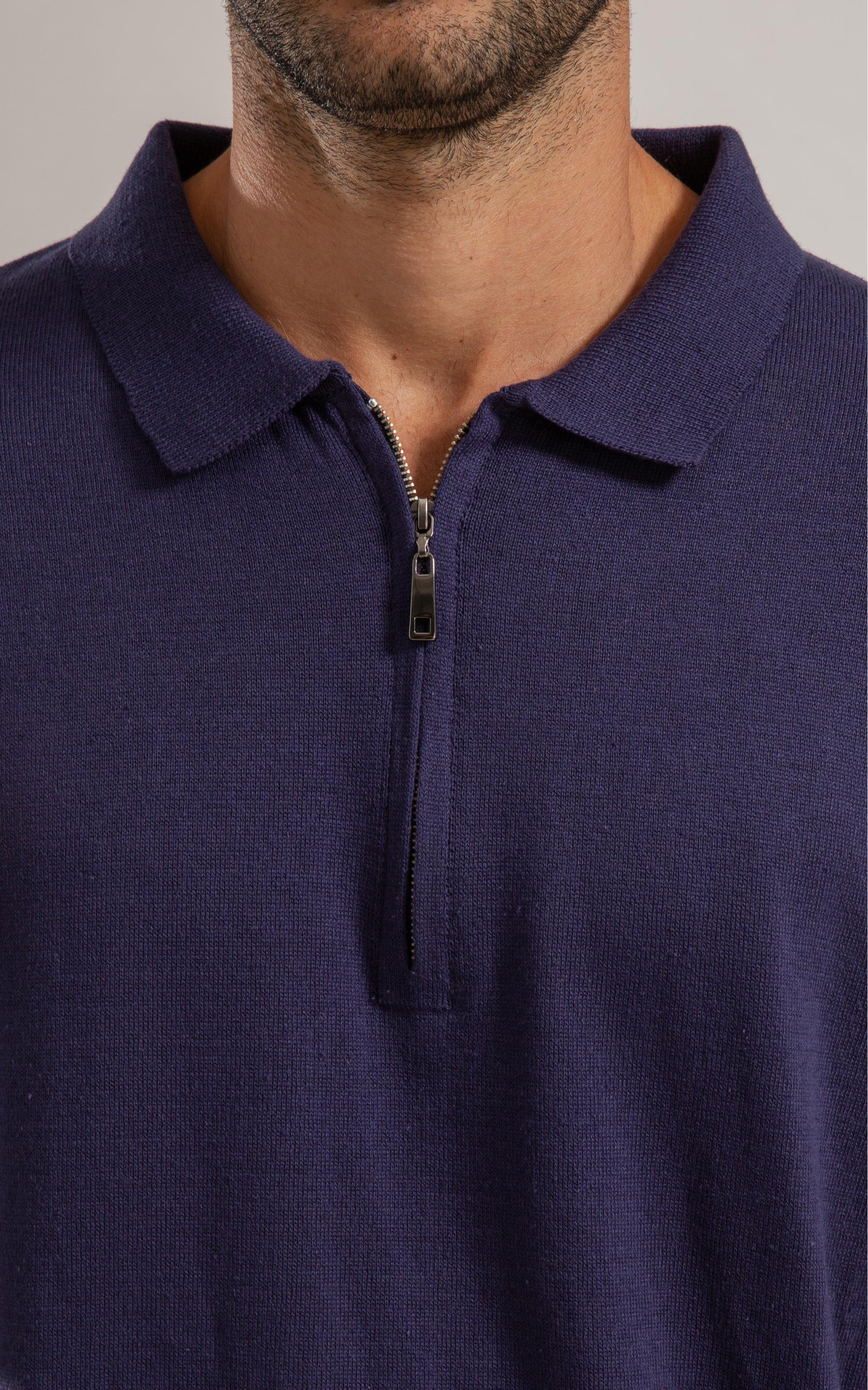 Tricot Polo Ziper Serido Mc Dark Navy