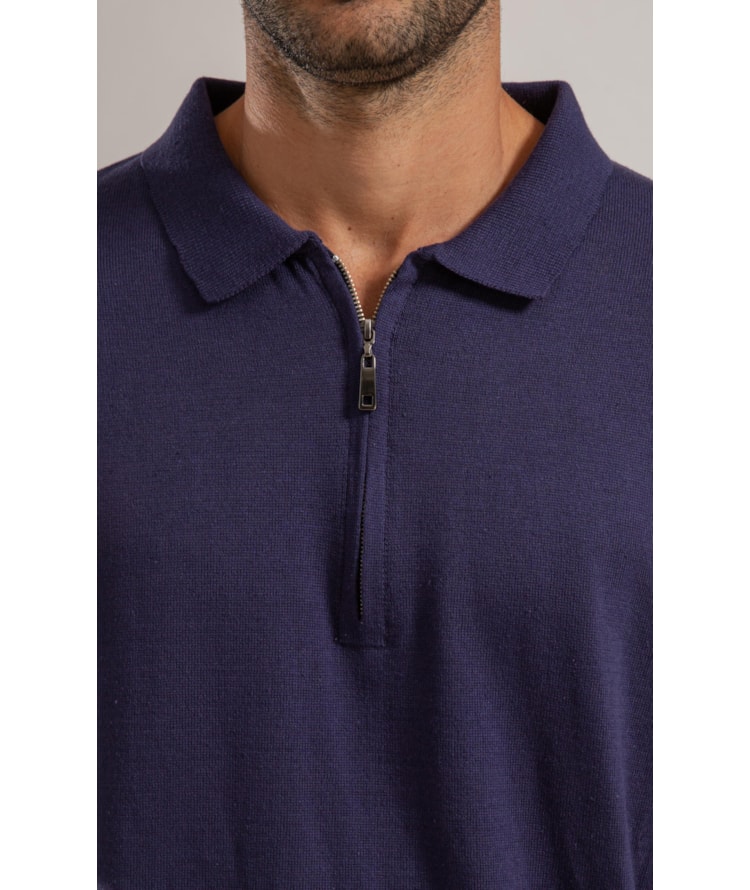 Tricot Polo Ziper Serido Mc Dark Navy