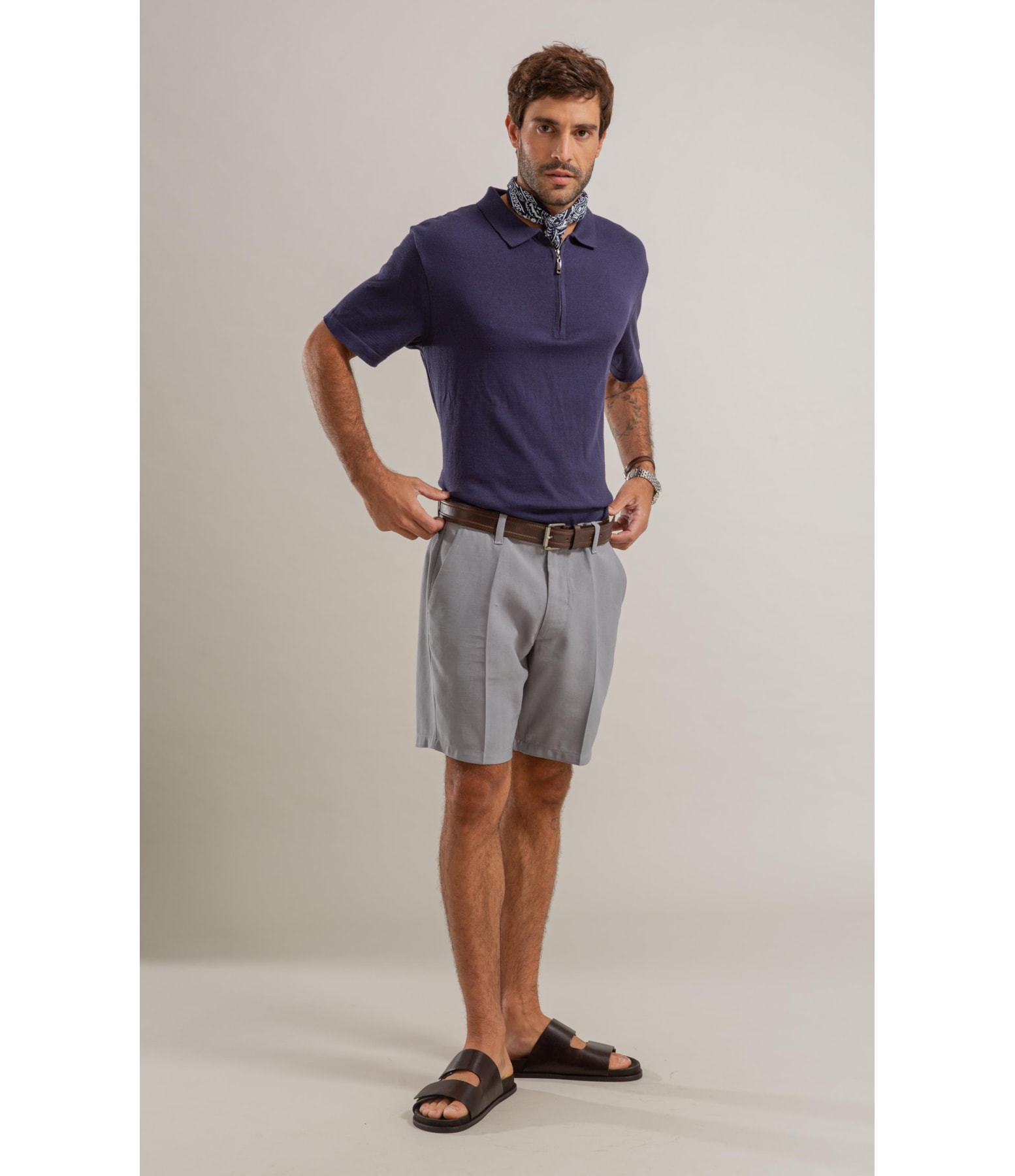 Tricot Polo Ziper Serido Mc Dark Navy