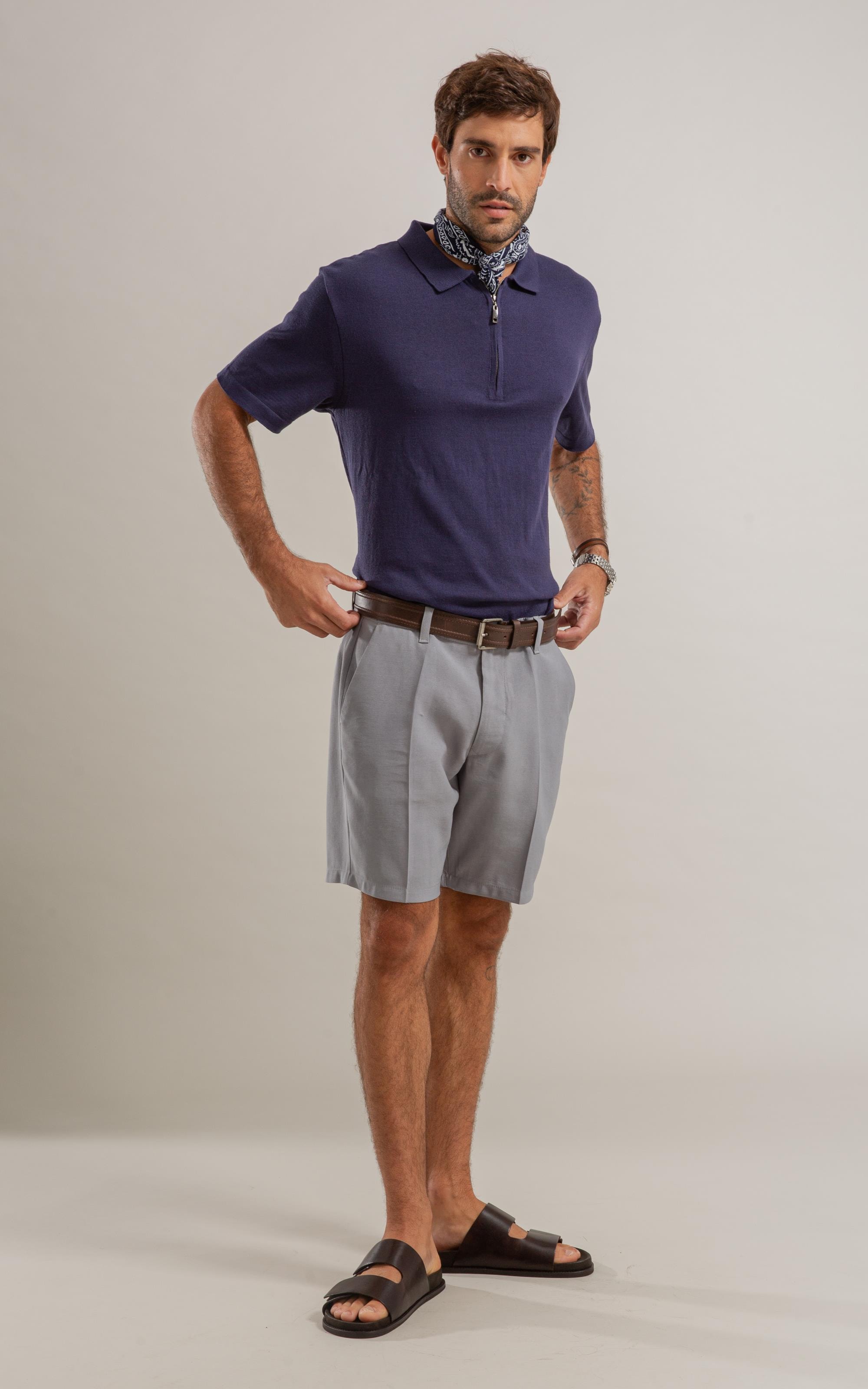 Tricot Polo Ziper Serido Mc Dark Navy