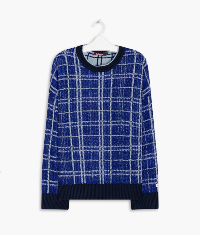 Tricot Puebla Xadrez Marinho