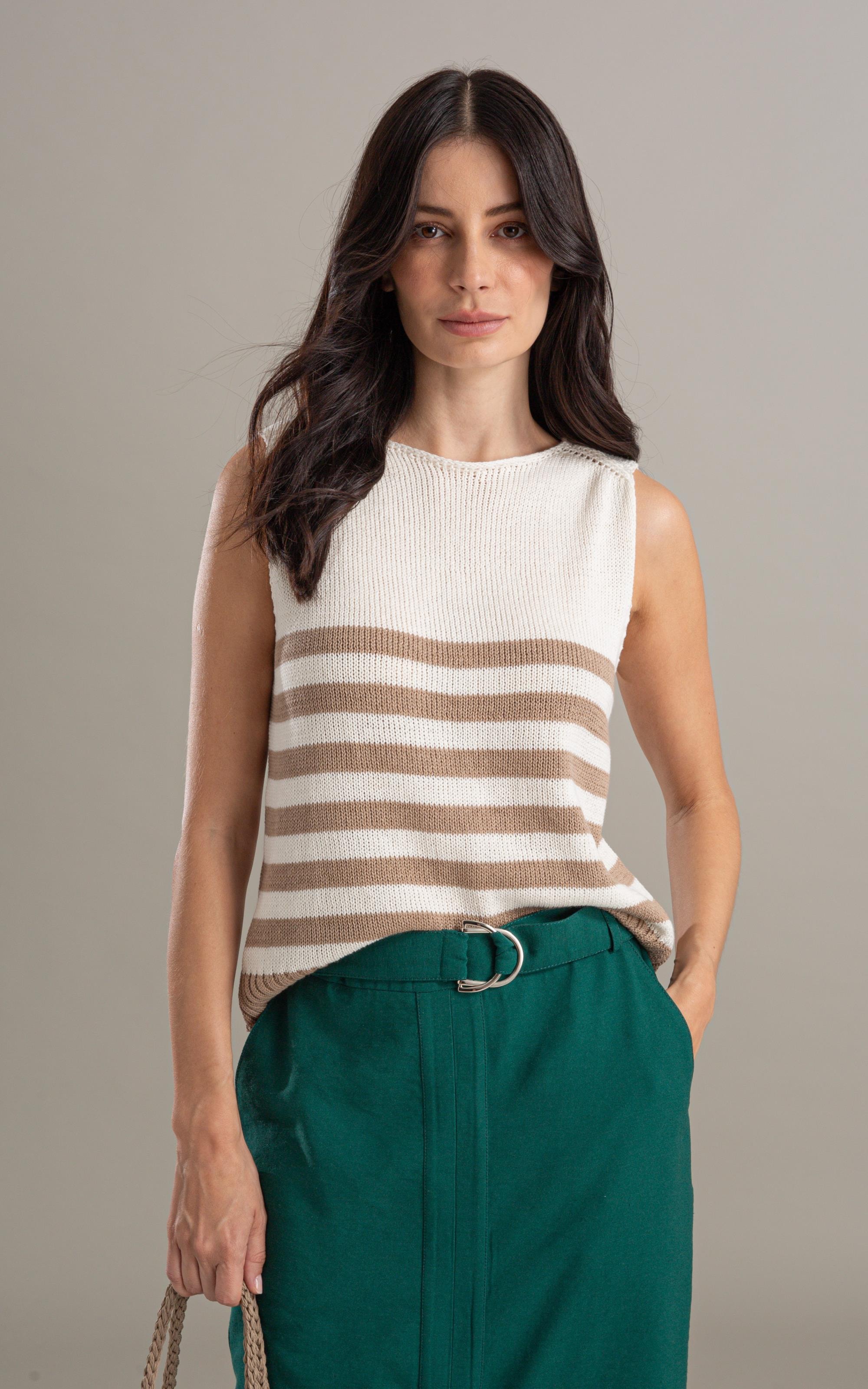 Tricot Regata Cora Listrado Caqui