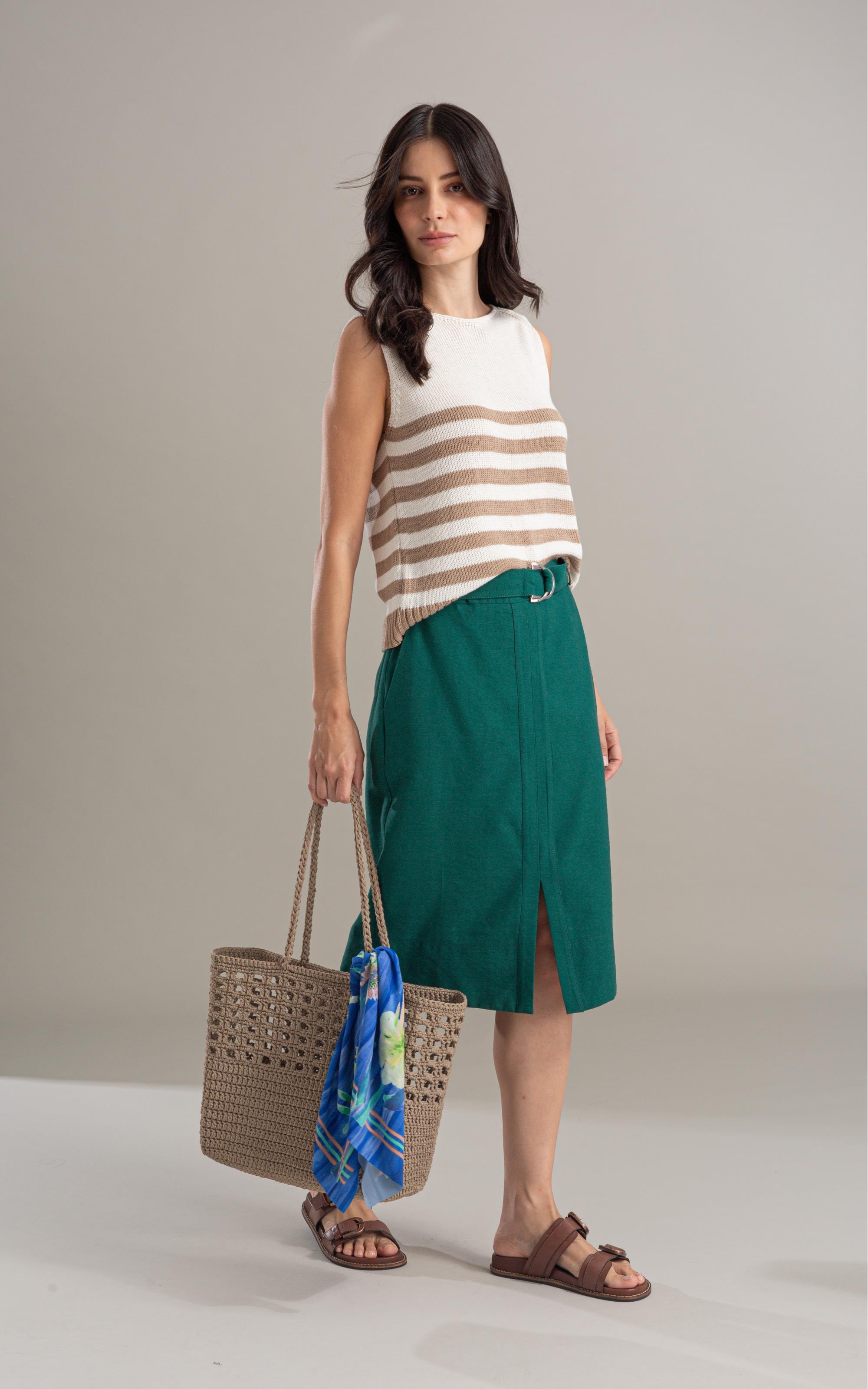 Tricot Regata Cora Listrado Caqui