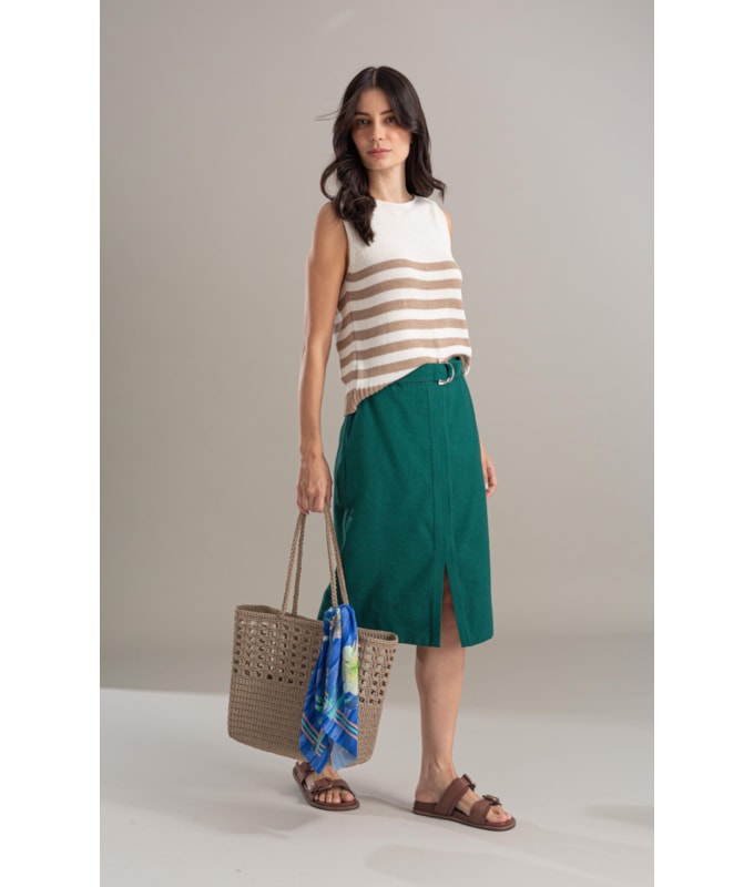 Tricot Regata Cora Listrado Caqui