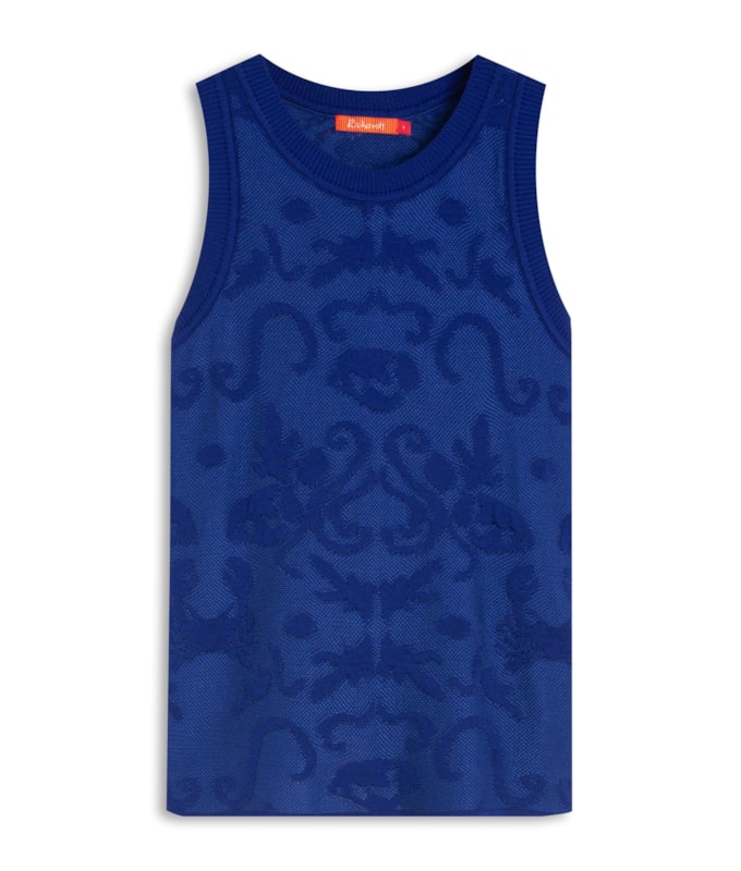 Tricot Regata Giz Jacquard Azul Bic