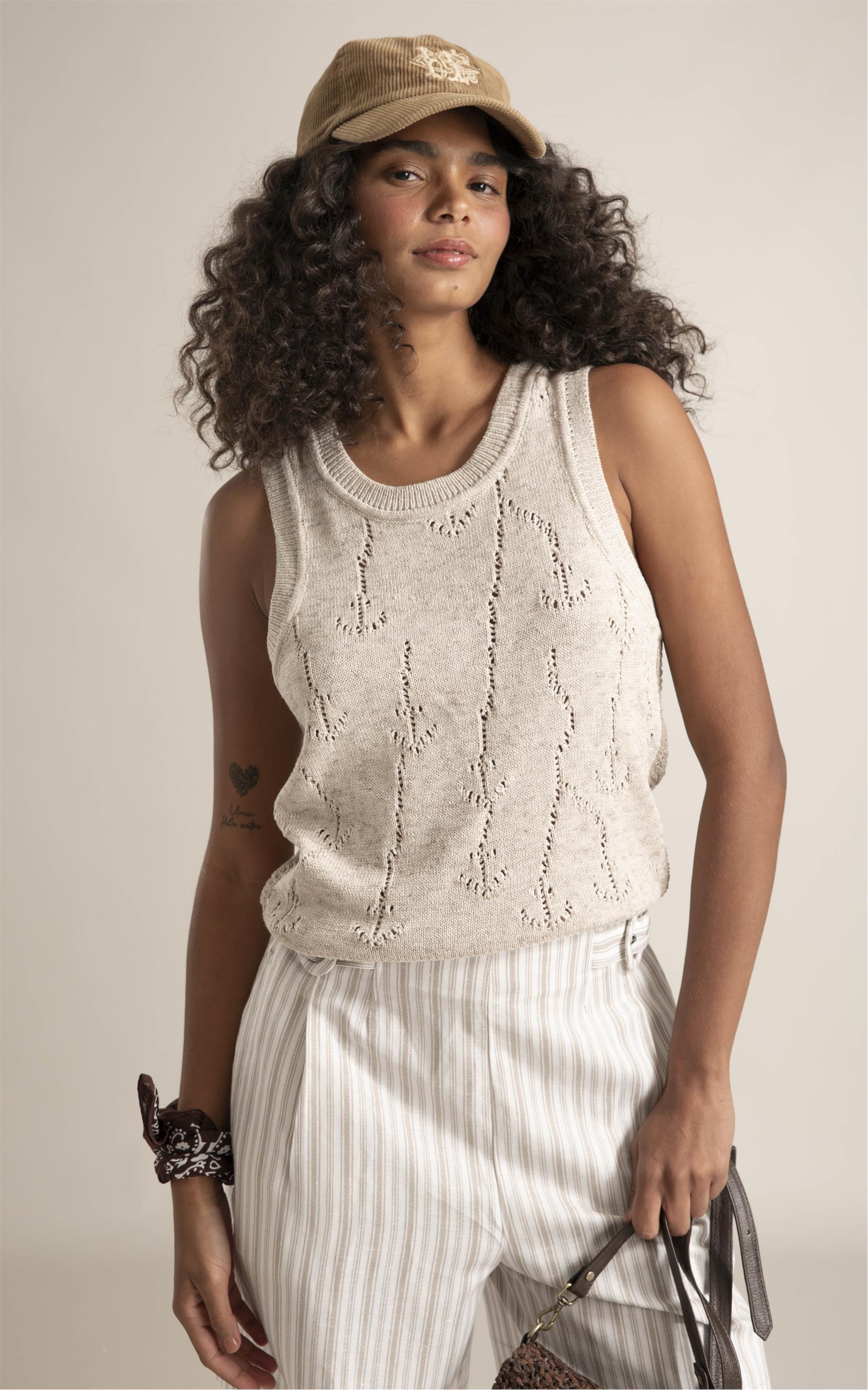 Tricot Regata Iris Jacquard Cordas Natural