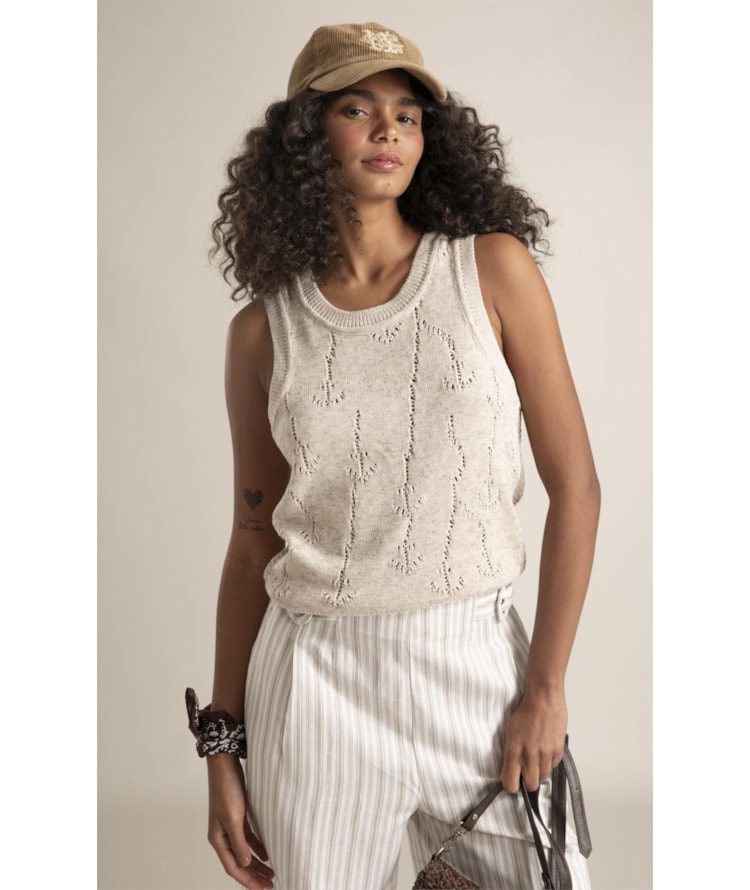 Tricot Regata Iris Jacquard Cordas Natural