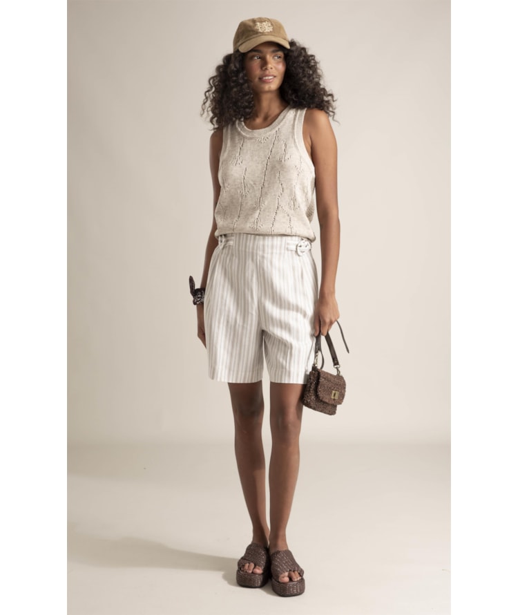 Tricot Regata Iris Jacquard Cordas Natural
