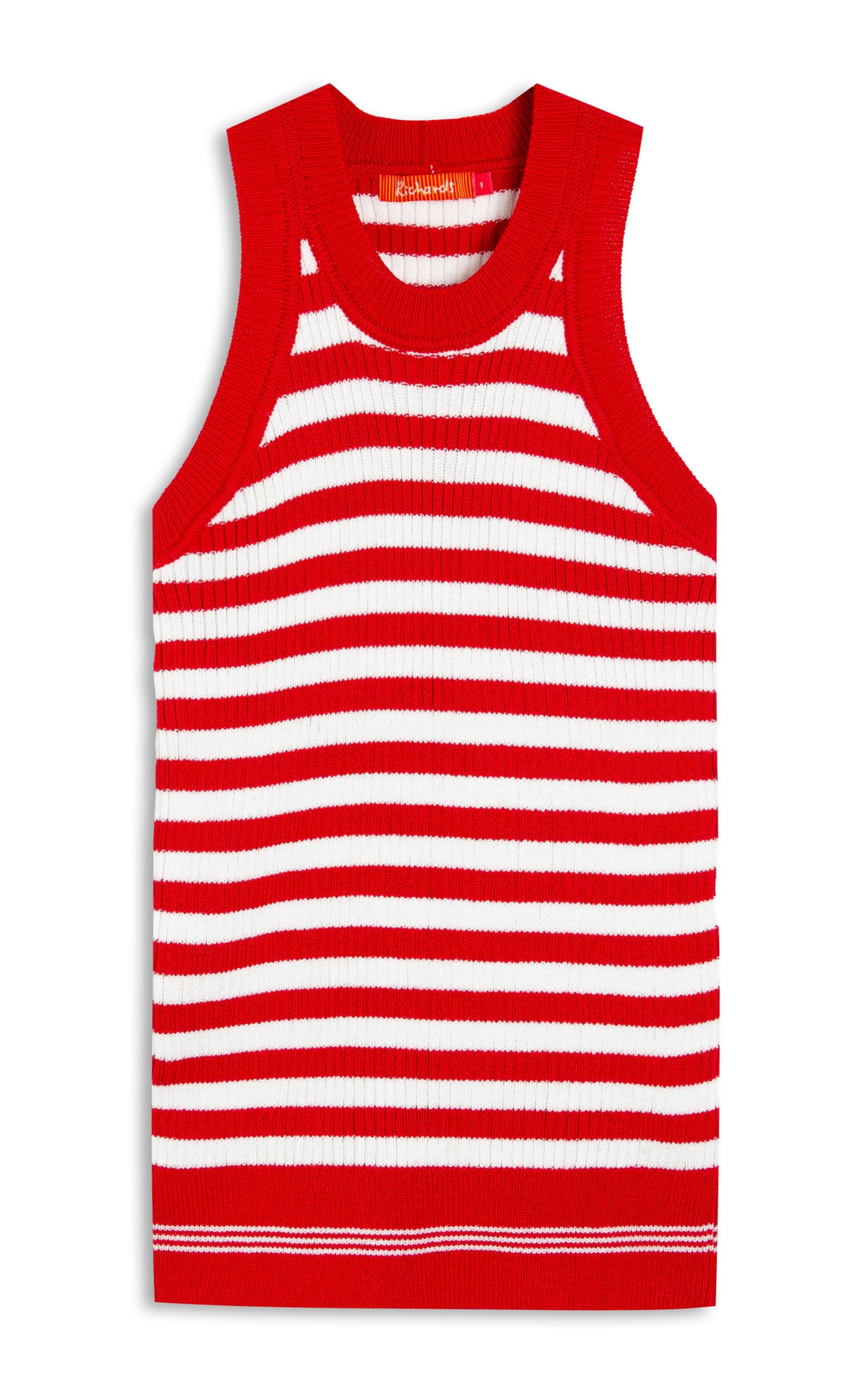 Tricot Regata Lila Listrado Vermelho
