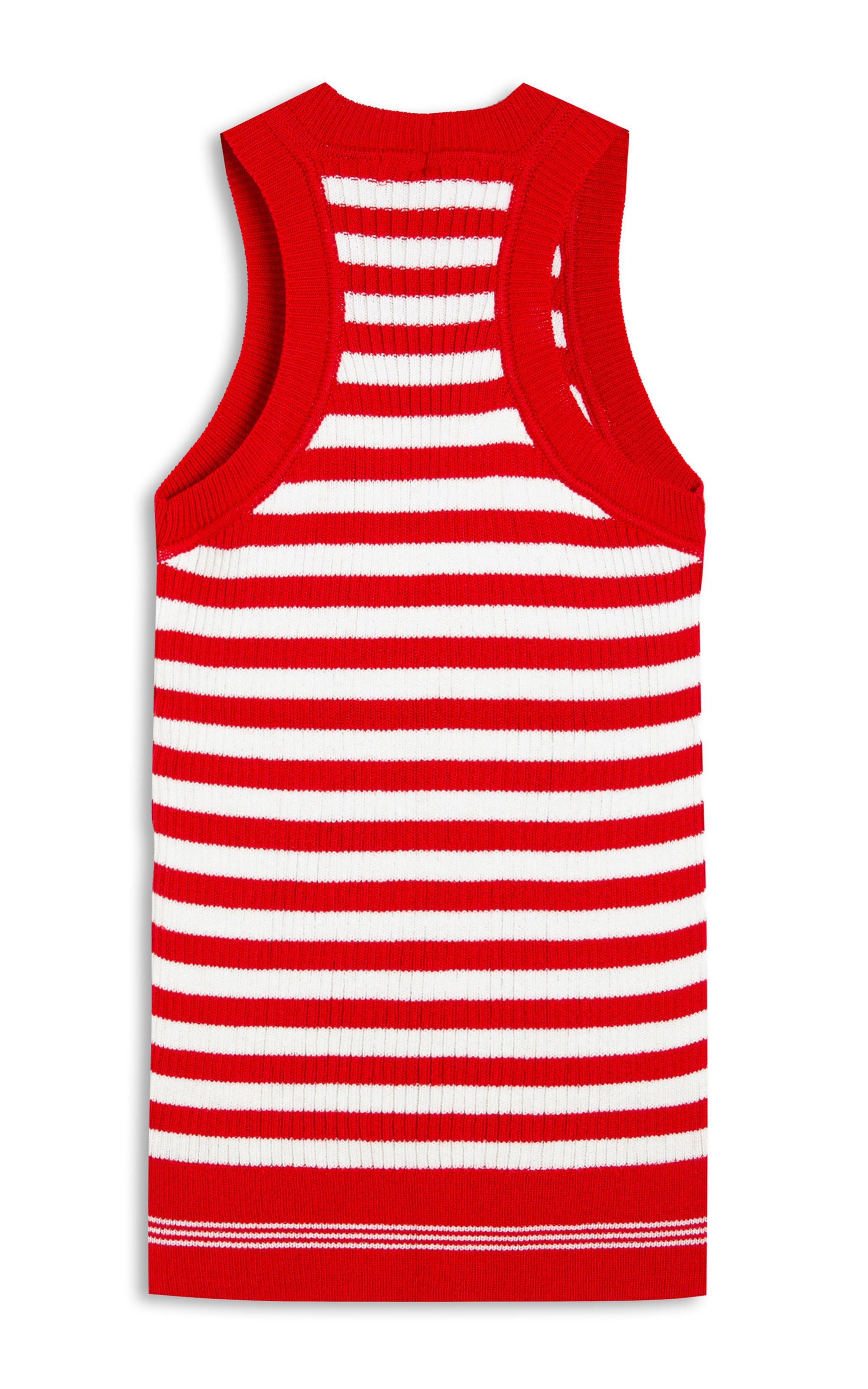 Tricot Regata Lila Listrado Vermelho
