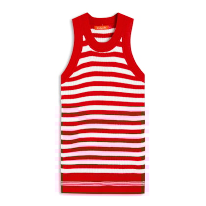 Tricot Regata Lila Listrado Vermelho