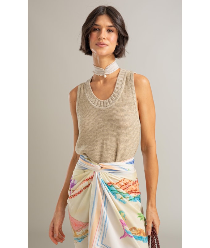 Tricot Regata Lira Shine Natural