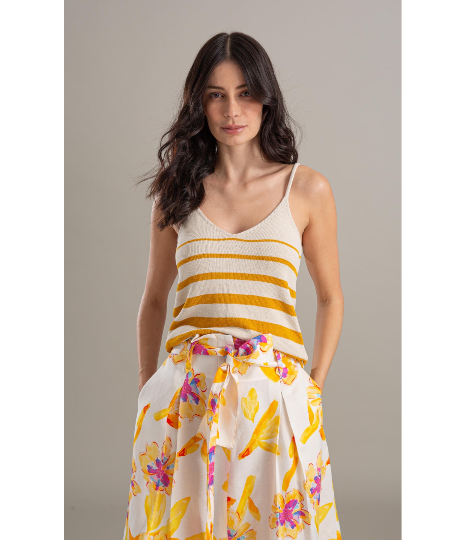 Tricot Regata Luna Listrado Amarelo