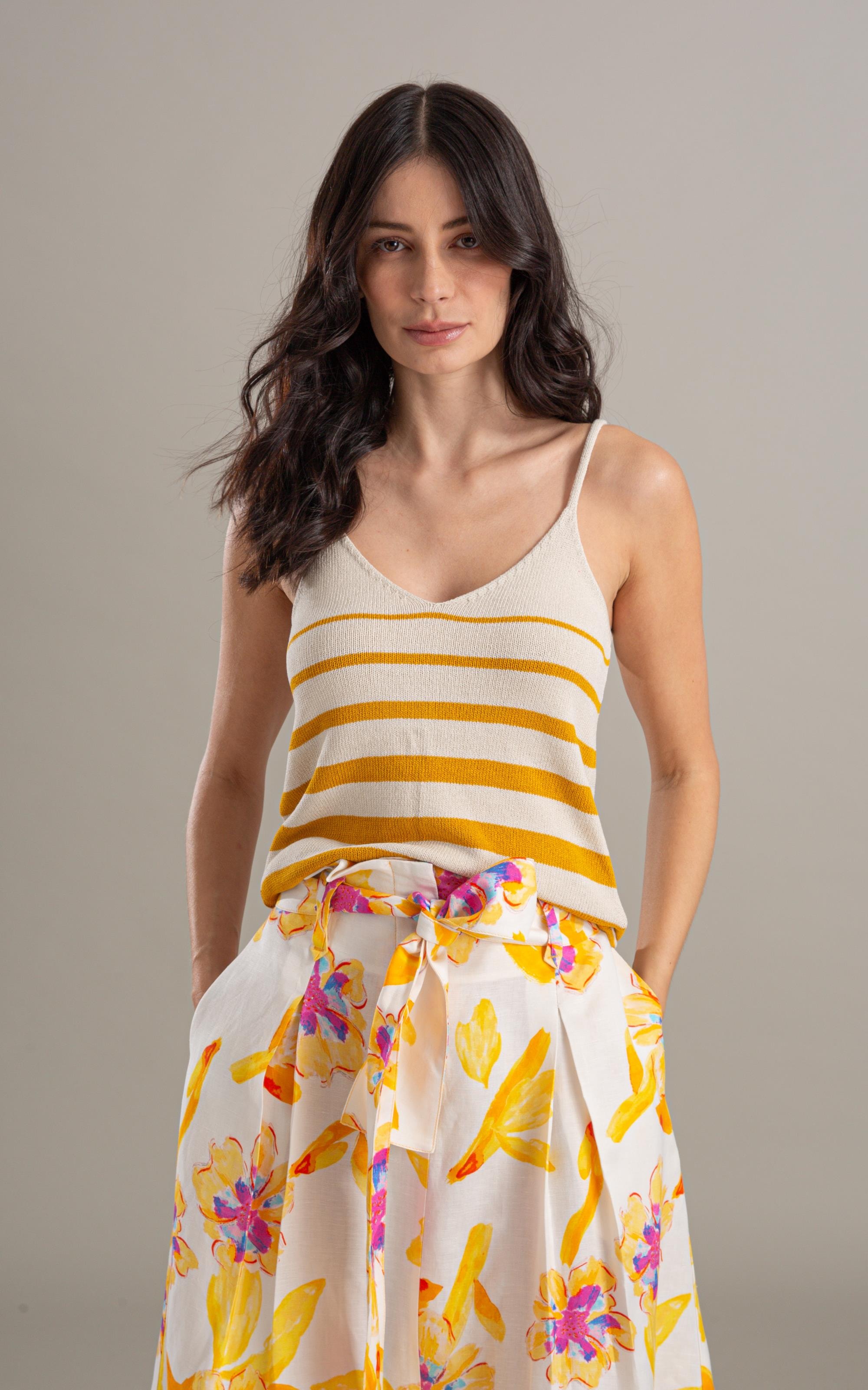 Tricot Regata Luna Listrado Amarelo