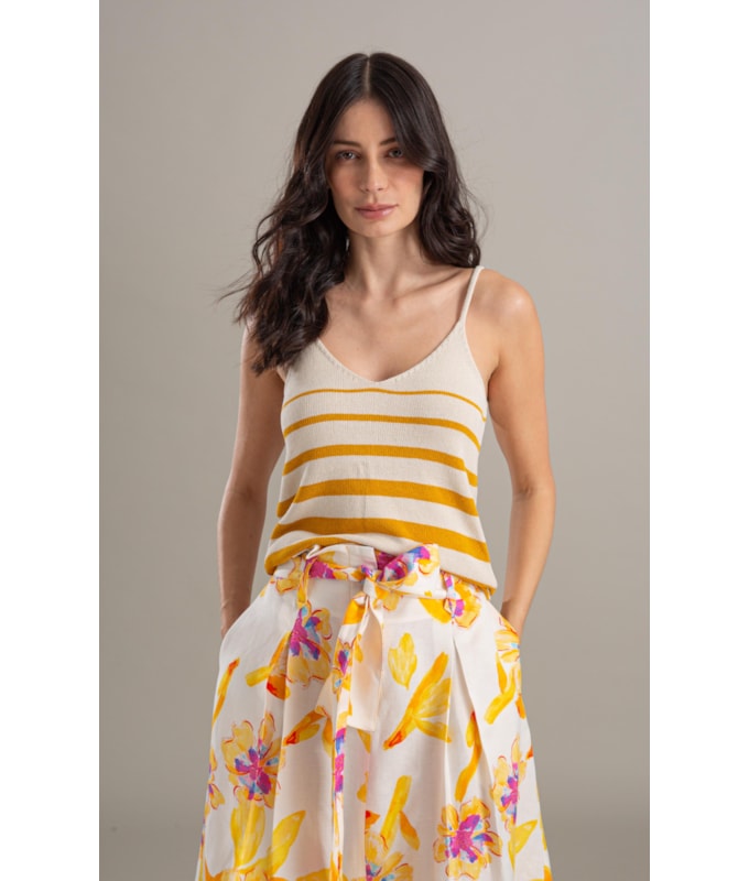 Tricot Regata Luna Listrado Amarelo