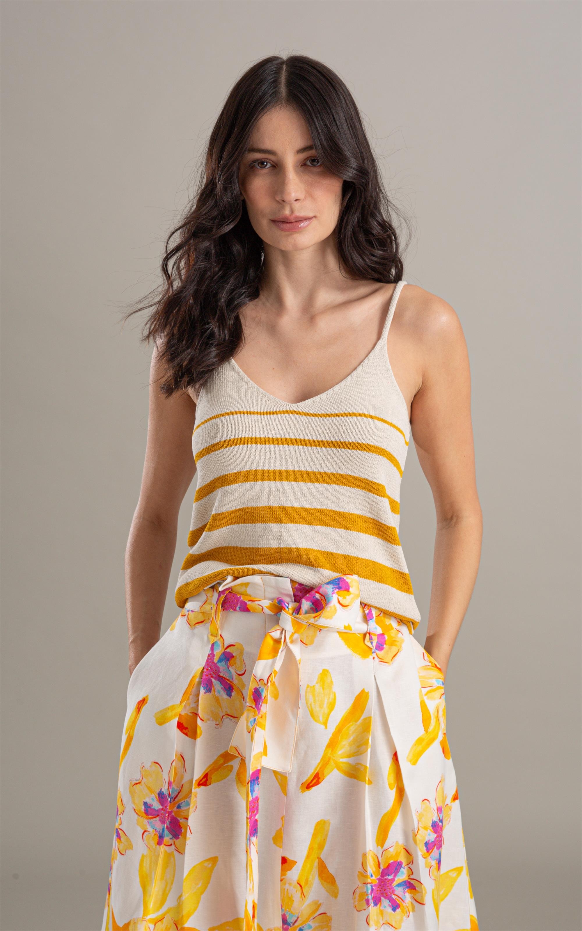 Tricot Regata Luna Listrado Amarelo