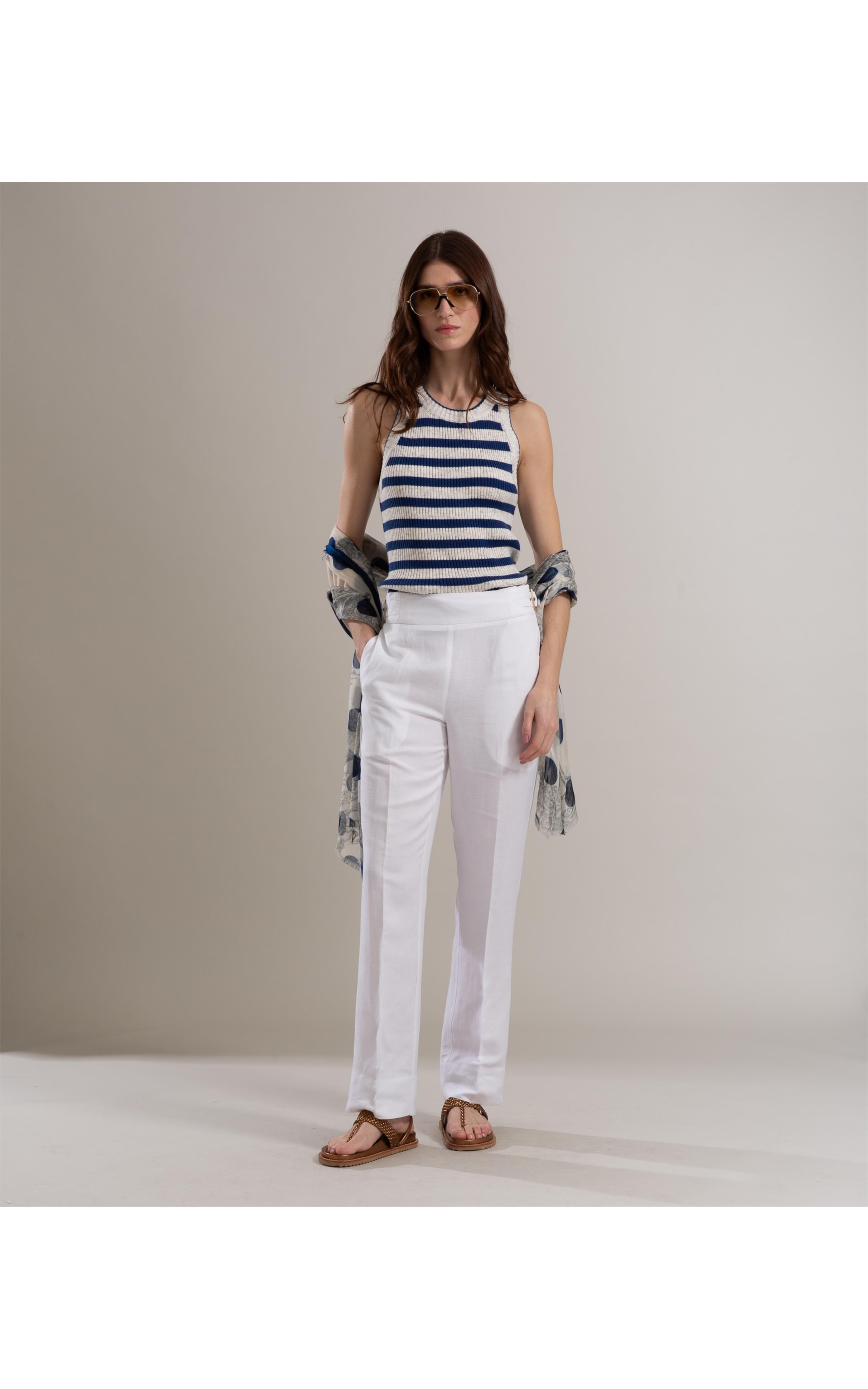 Tricot Regata Mia Listrado Azul Bic