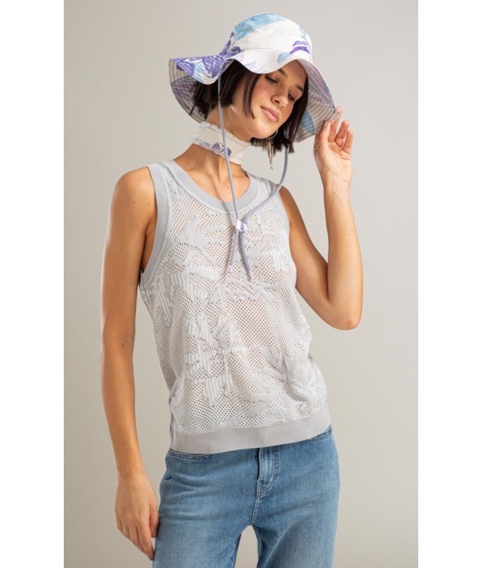 Tricot Regata Yara Cardume Jacquard Prata