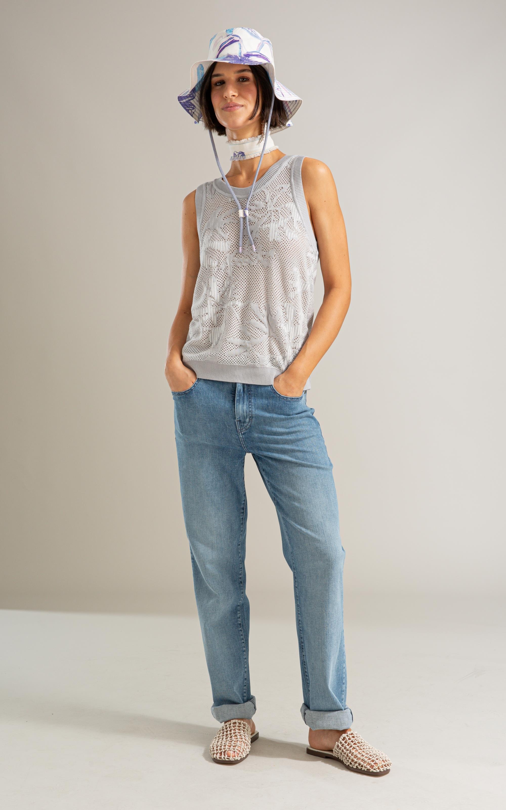 Tricot Regata Yara Cardume Jacquard Prata