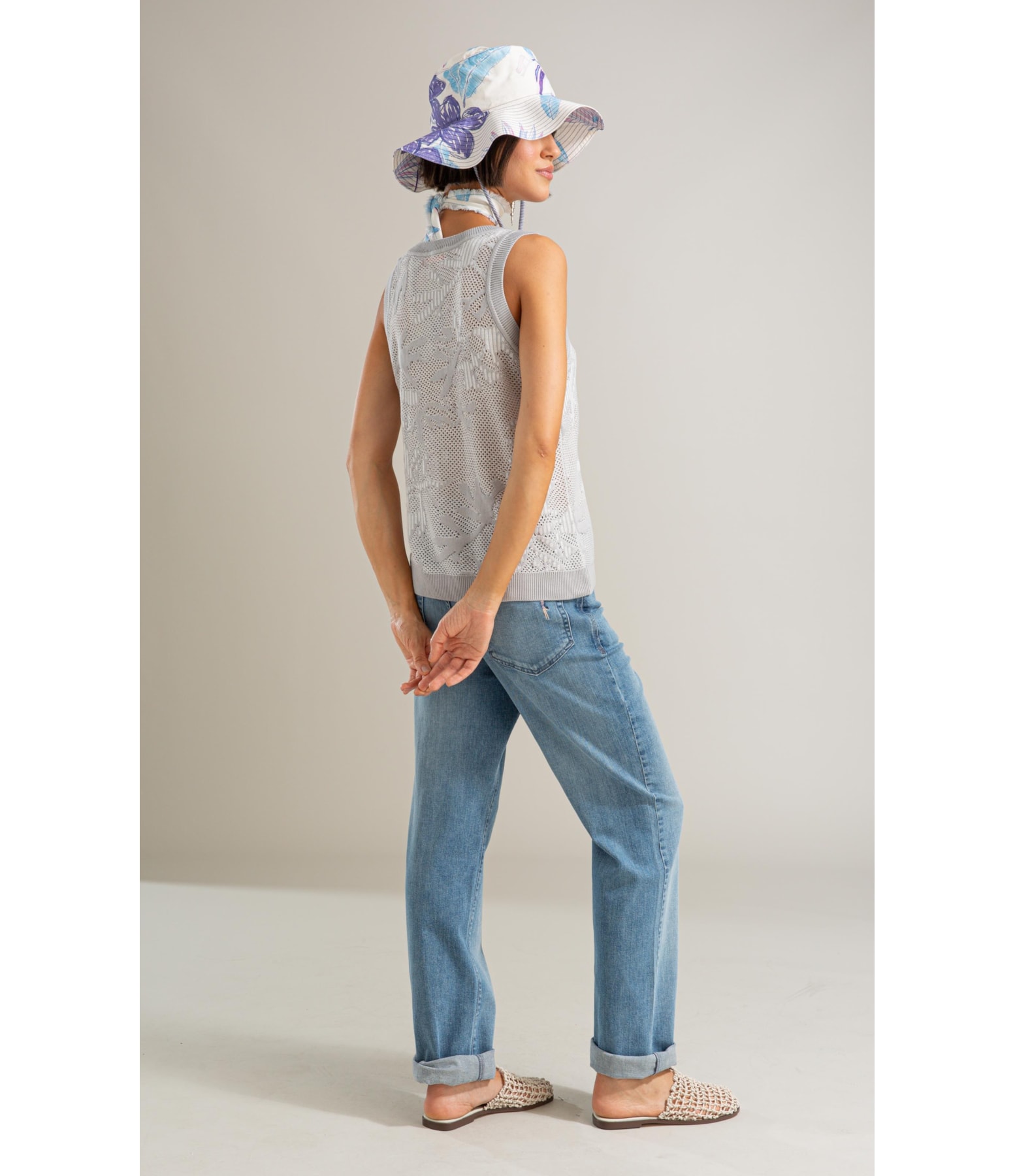 Tricot Regata Yara Cardume Jacquard Prata