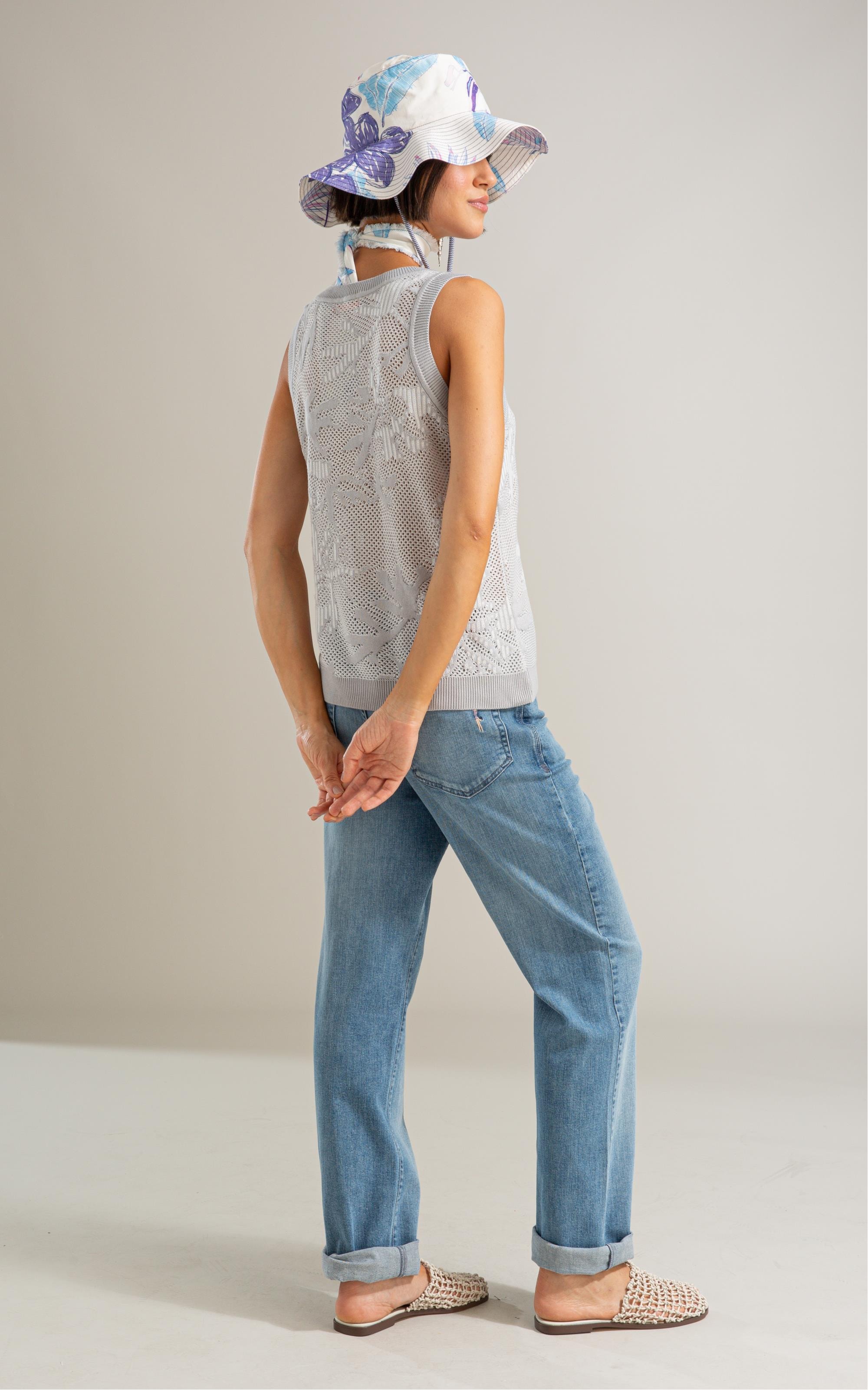Tricot Regata Yara Cardume Jacquard Prata