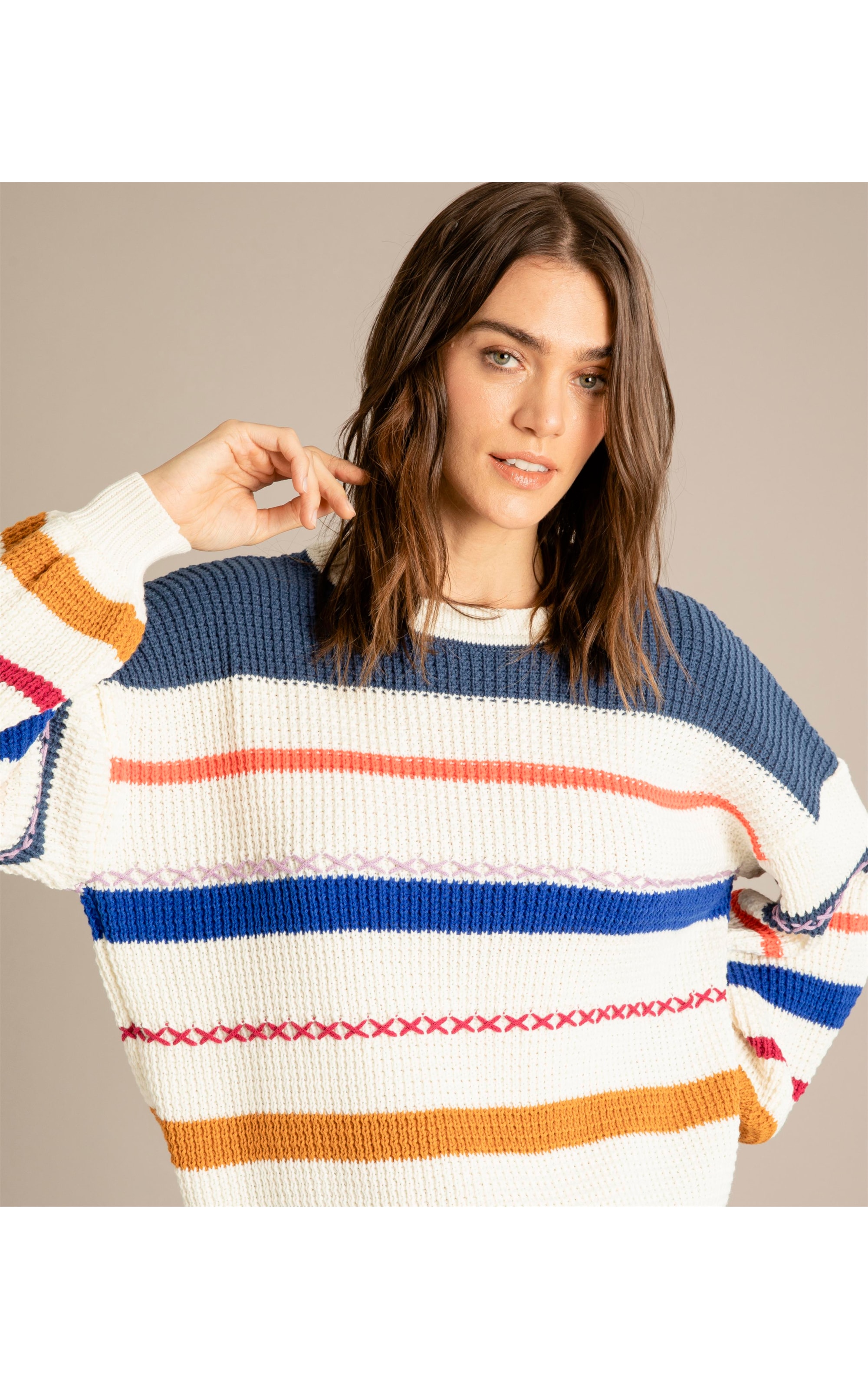 Tricot Reyli Listrado Azul Bic