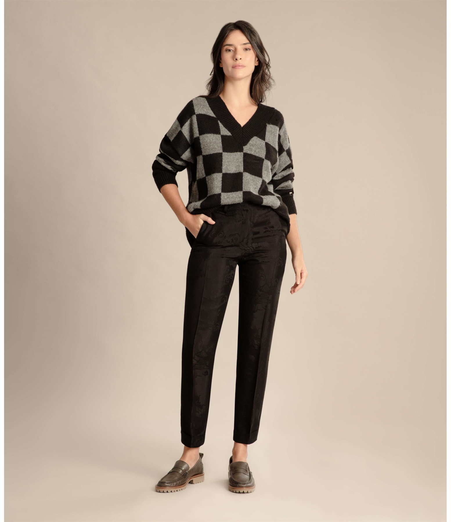 Tricot Sayuri Xadrez Preto